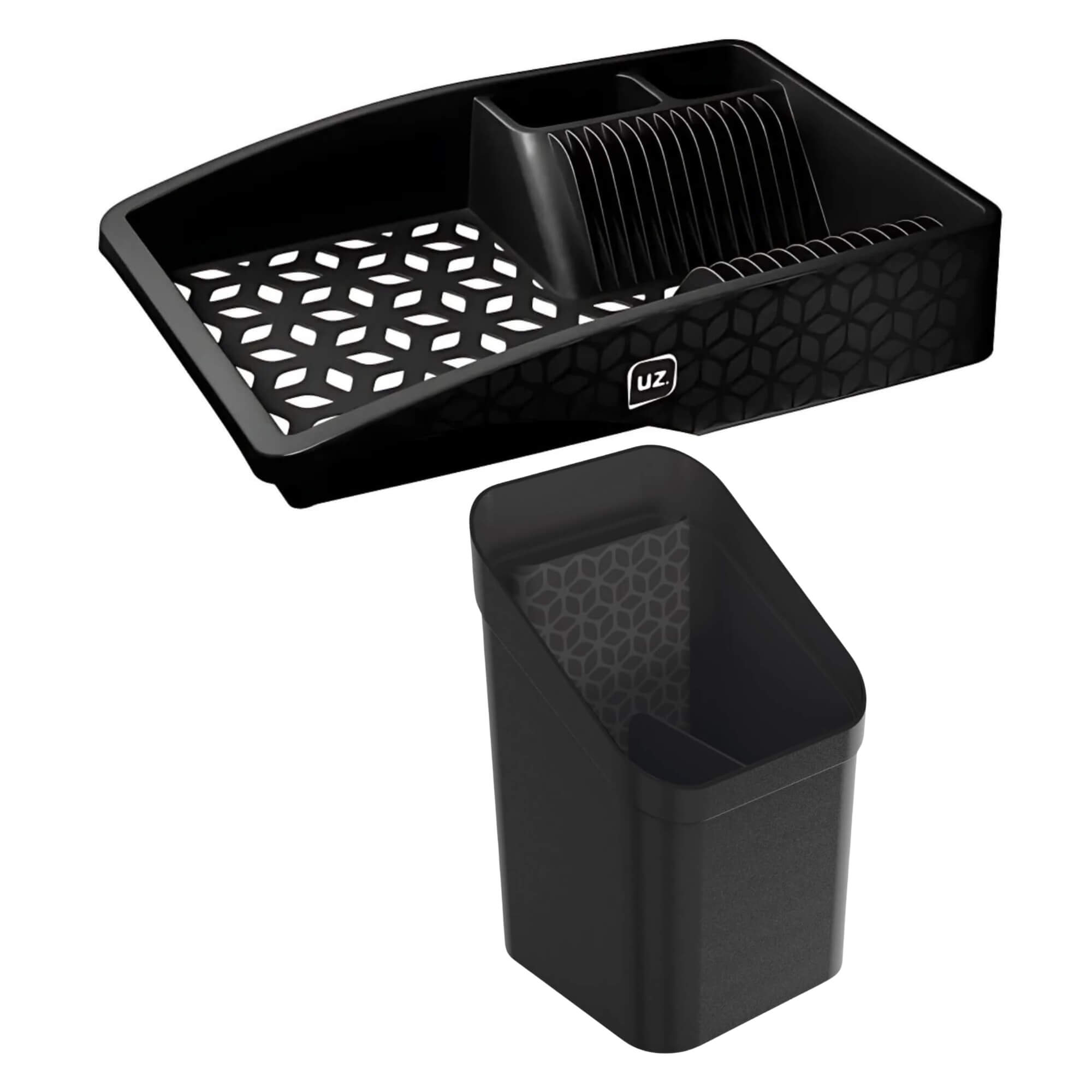 COMP Kit Escorredor de Louça + de Talheres Preto Pia Cozinha Multiuso