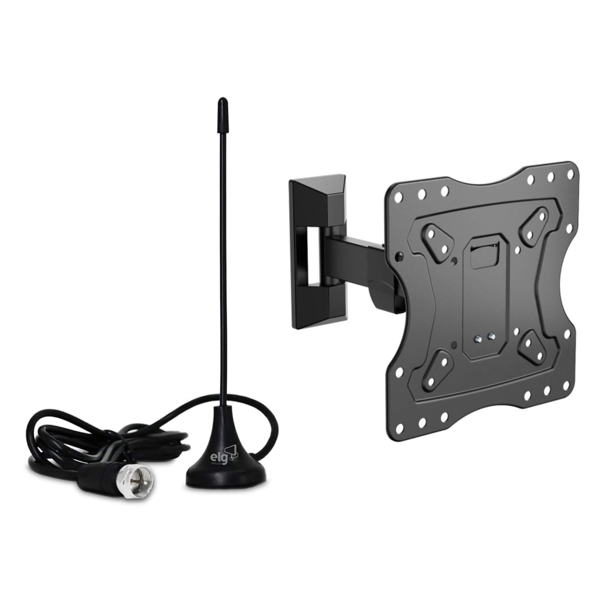 COMP Kit Antena Cabo de 2,5M + Suporte para TV Articulado 15" a 58"