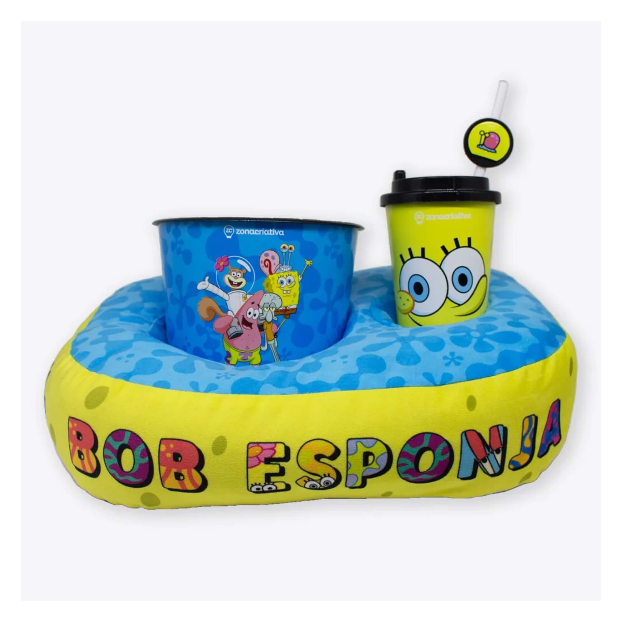 Kit Almofada Pipoca Infantil Bob Esponja Zona Criativa - 10065180