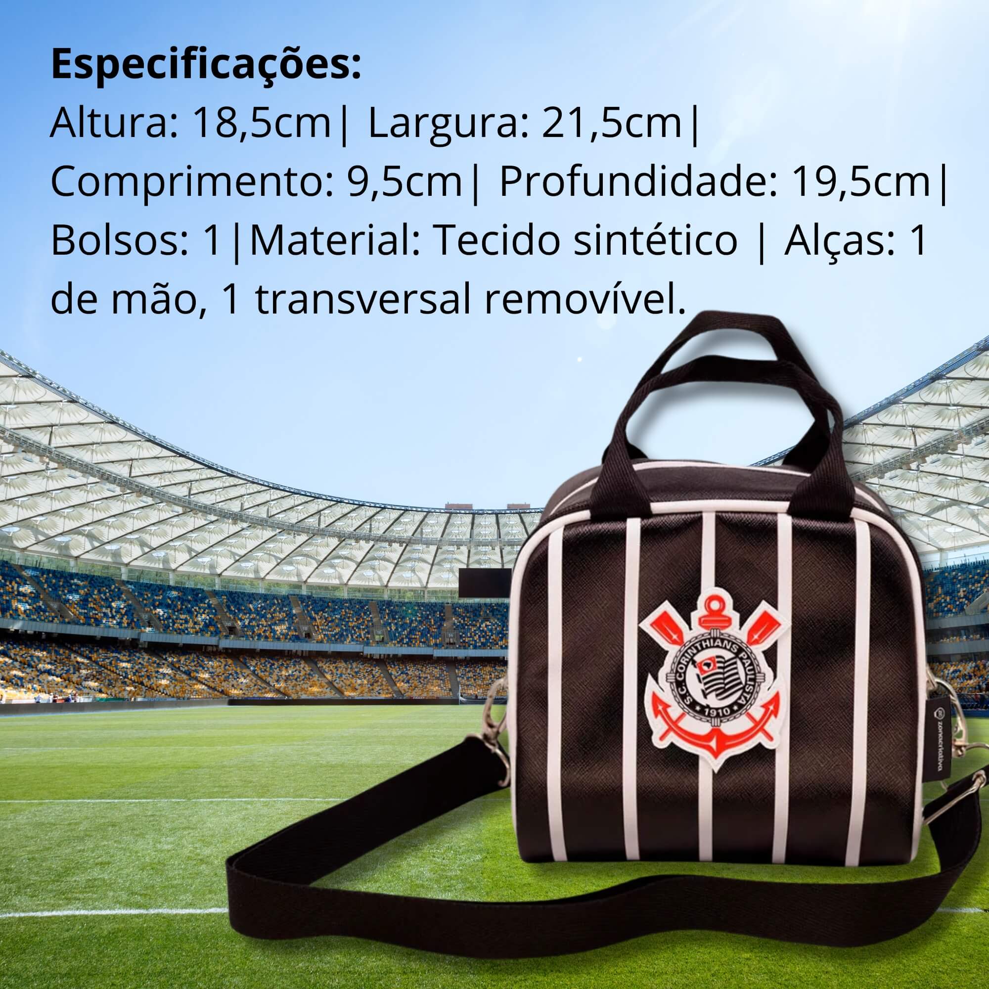 Lancheira Térmica Corinthians c/ Alça Removível Zona Criativa - 10073733
