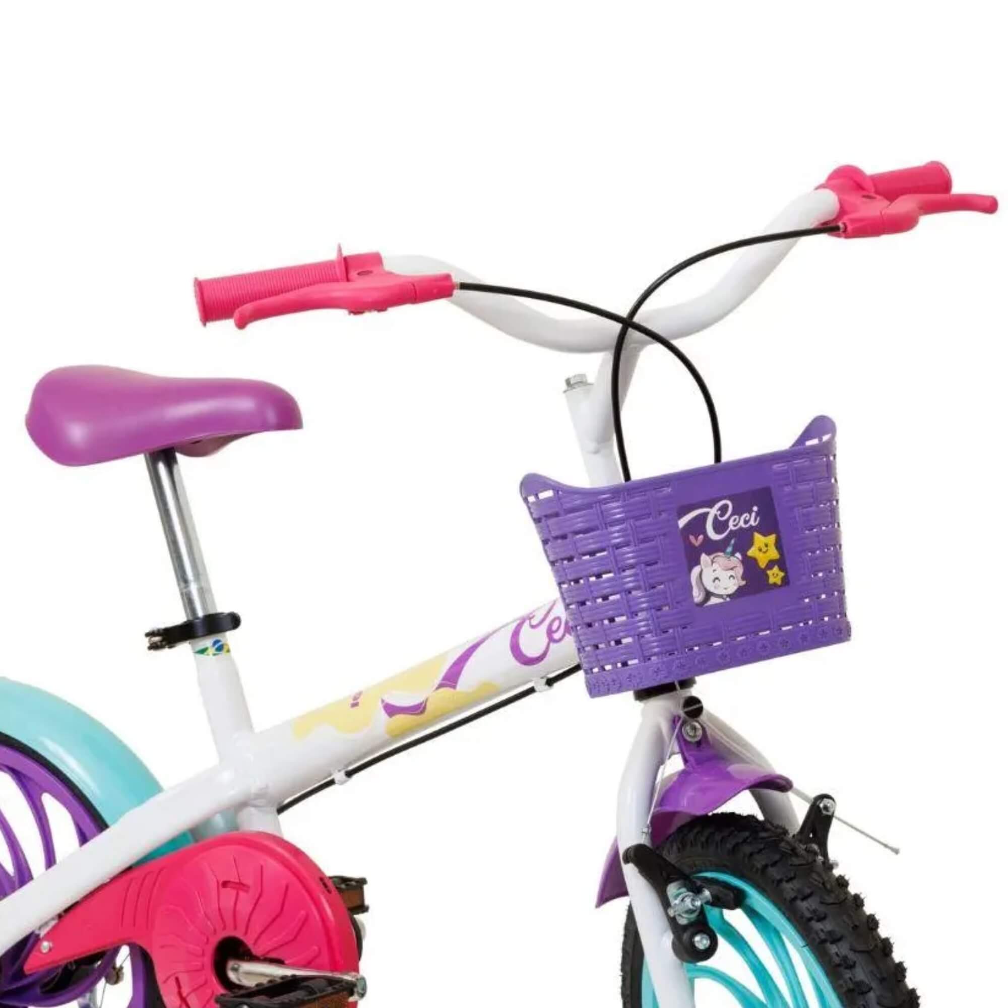 Bicicleta Infantil Ceci Aro 16 A25 com Rodinhas Branca Caloi - 005255.19005