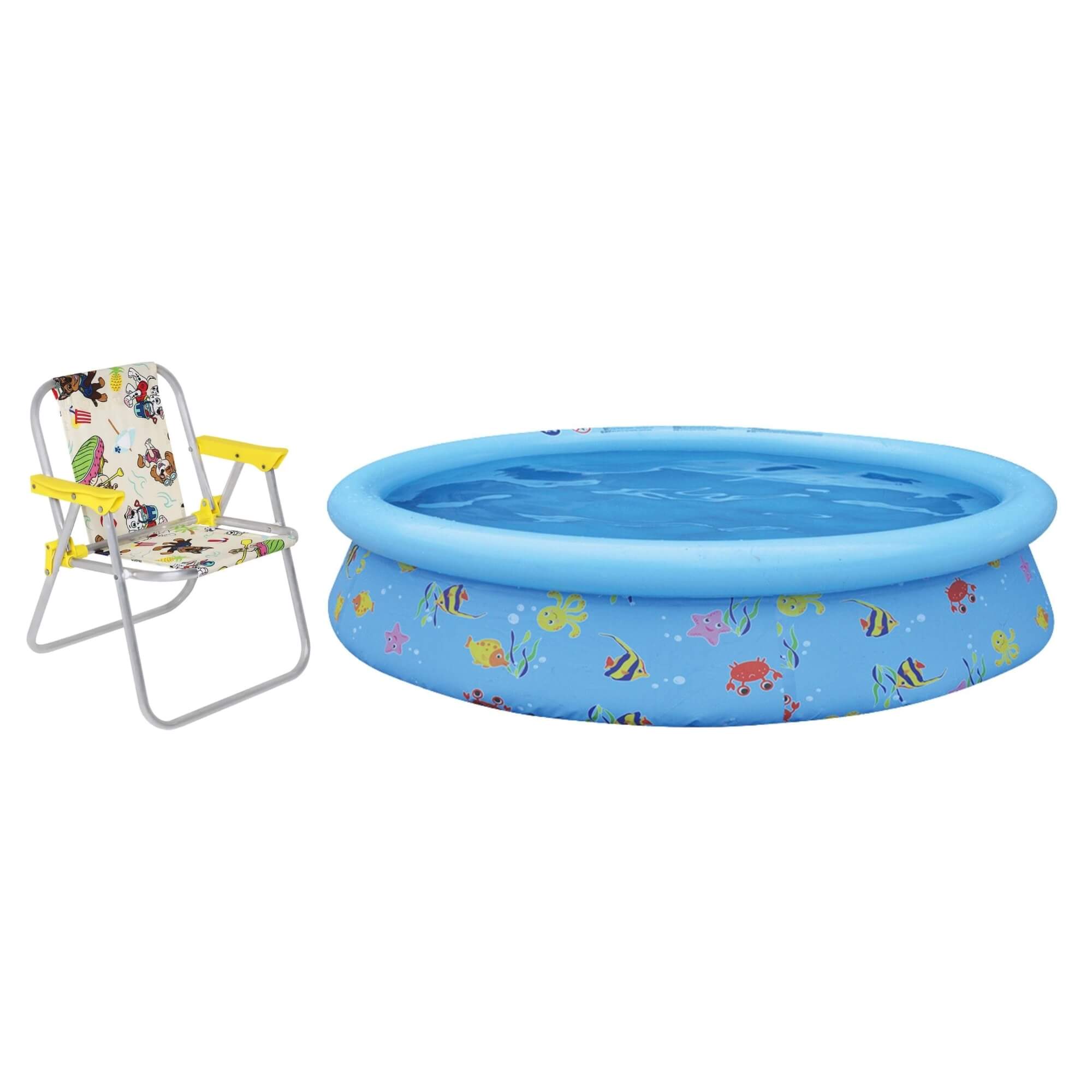 COMP Kit Piscina Infantil 1000L + Cadeira de Praia Infantil Patrulha Canina