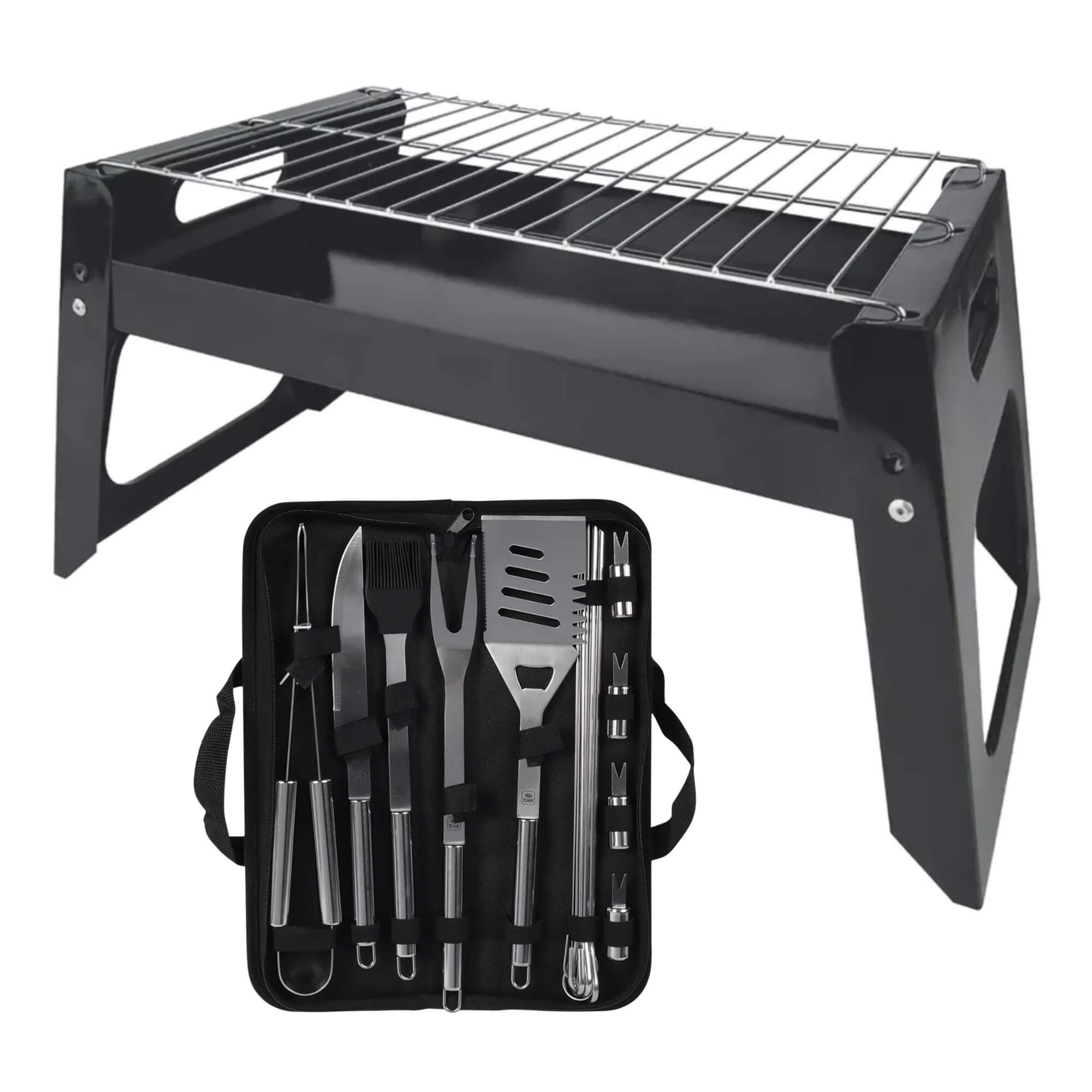 COMP Kit Churrasqueira Dallas com Grelha + Talheres Churrasco 16 Peças