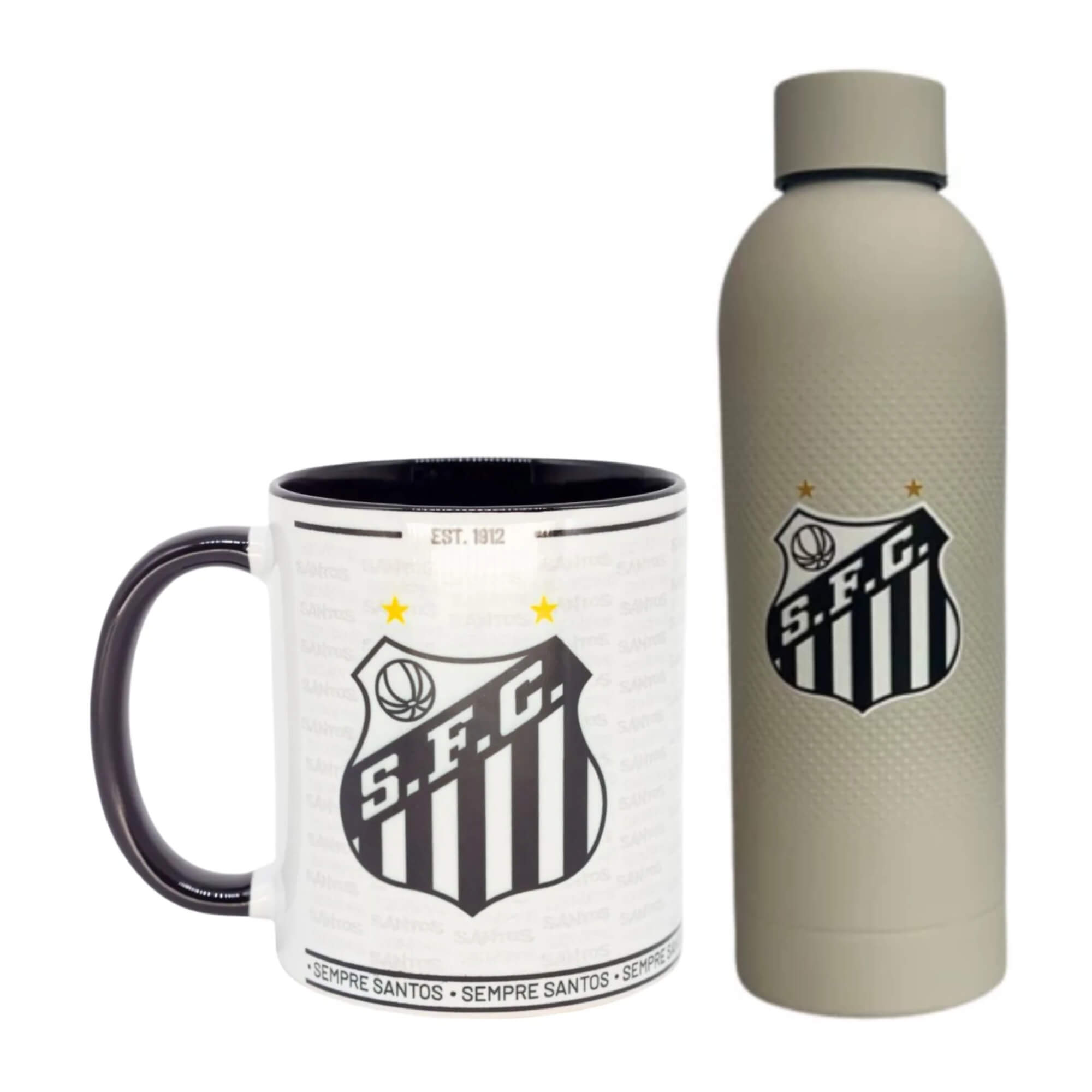 COMP Kit Garrafa Térmica 500ml + Caneca Pop 350ml Santos FC