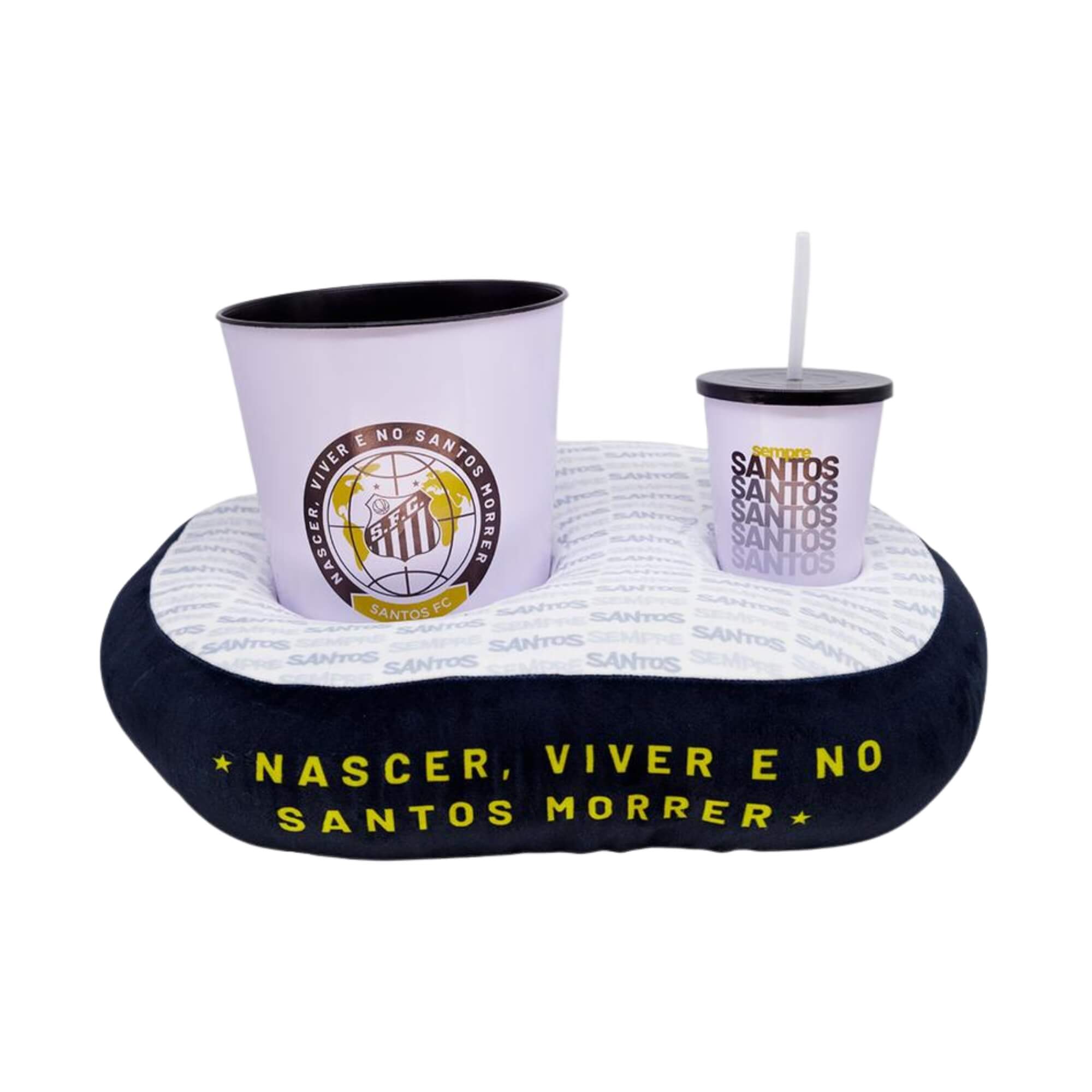 Kit Almofada Pipoca Plush Fibra Individual Santos Zona Criativa - 10065628