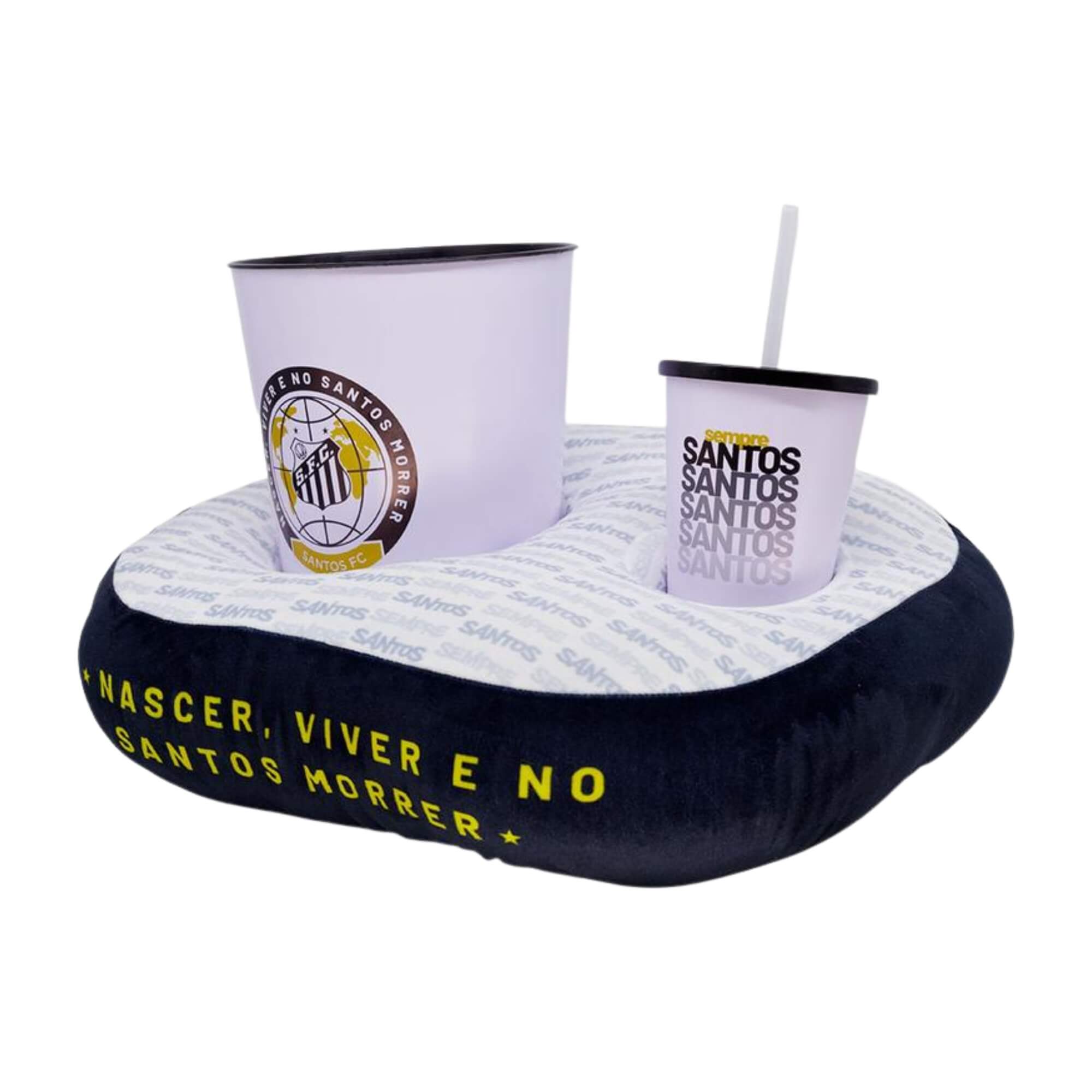 Kit Almofada Pipoca Plush Fibra Individual Santos Zona Criativa - 10065628