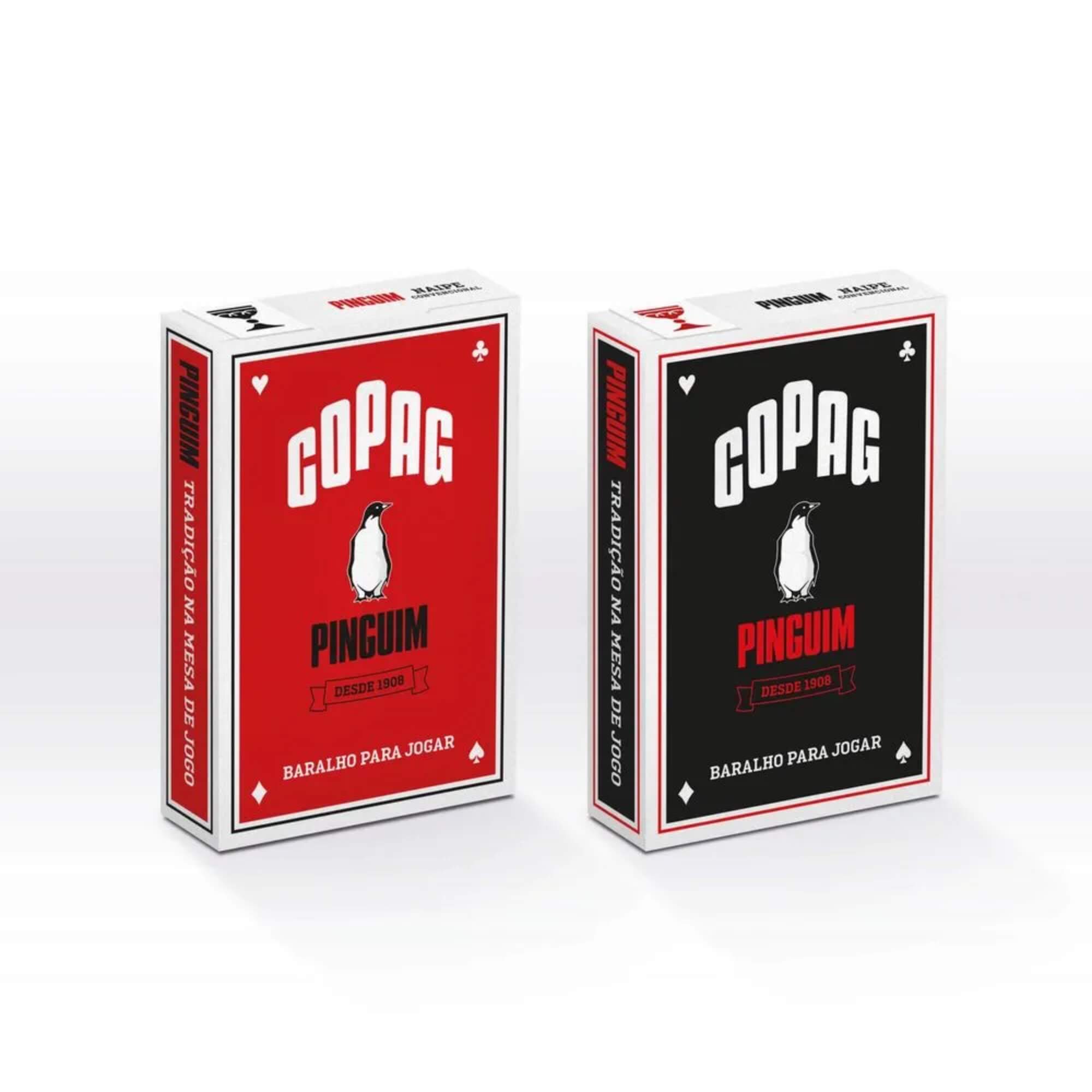 Kit 2 Baralhos Pinguim Naipe Convencional Azul e Vermelho (55 Cartas cada Baralho) Copag - 36691