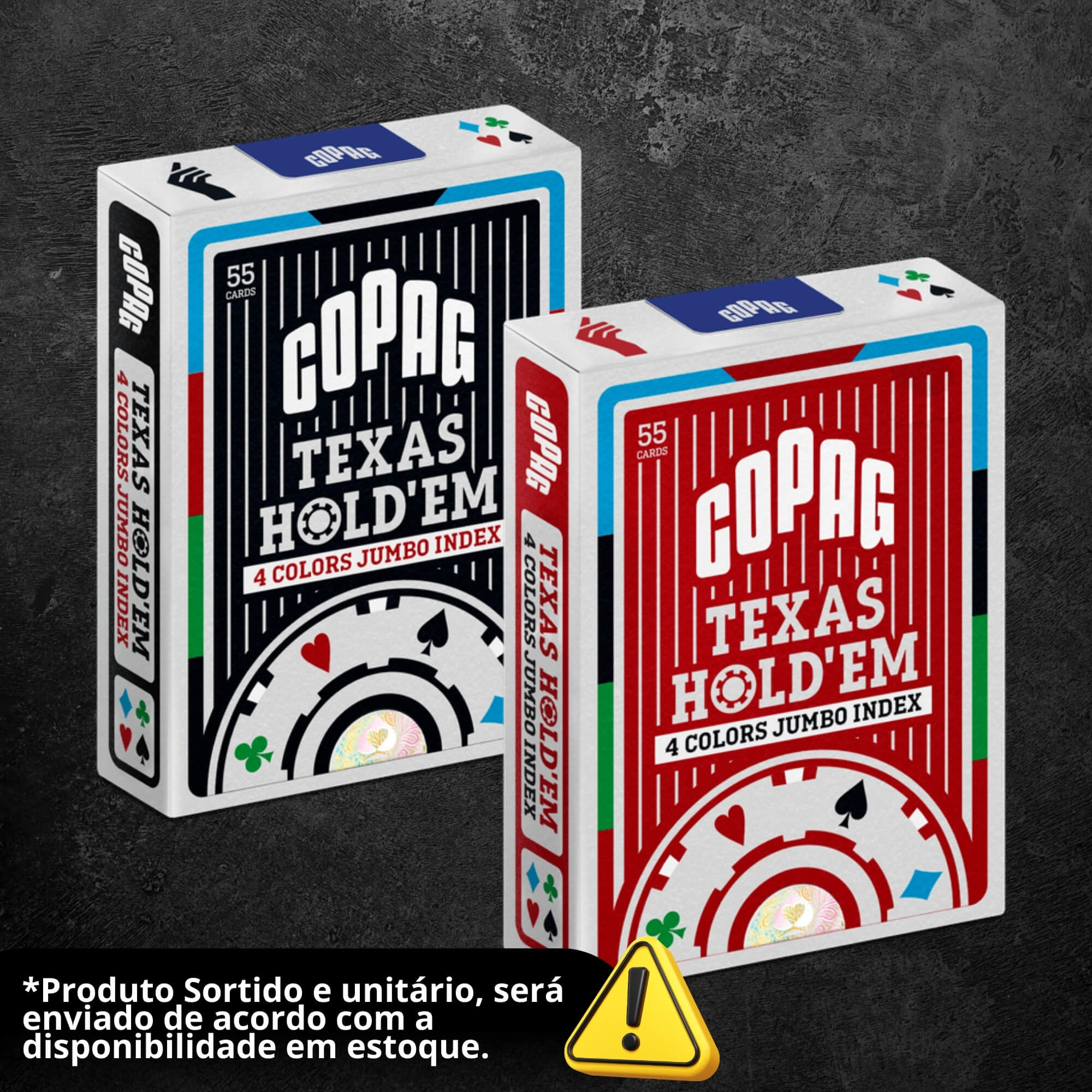 Baralho Texas Hold’em Naipe 4 Cores 55 Cartas (Sortido e Unitário) Copag - 36319