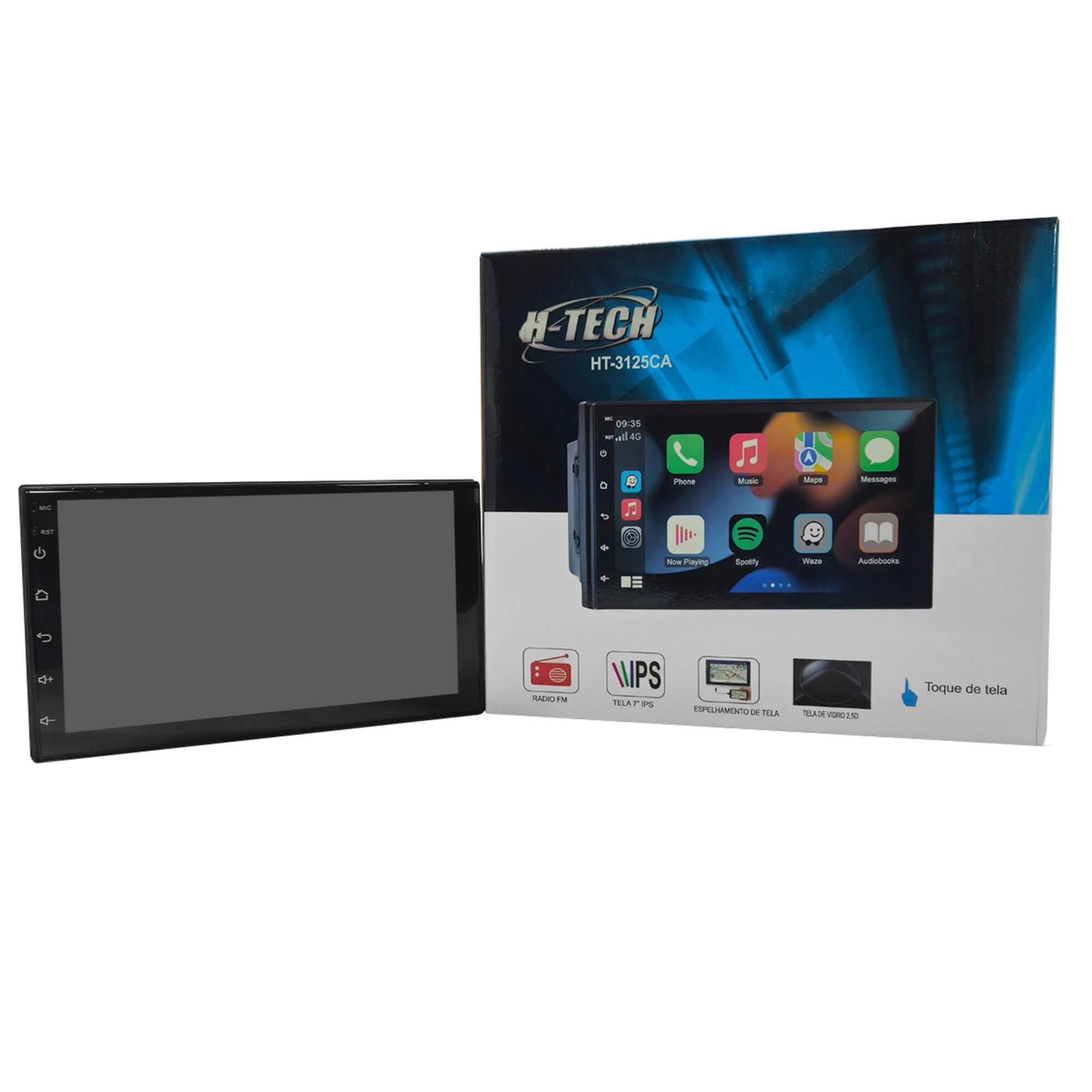 Multimídia MP5 2Din Tela de vidro 7" Full Touch 4x60W RMS CP/AA sem Fio H-Tech - HT-3127CA