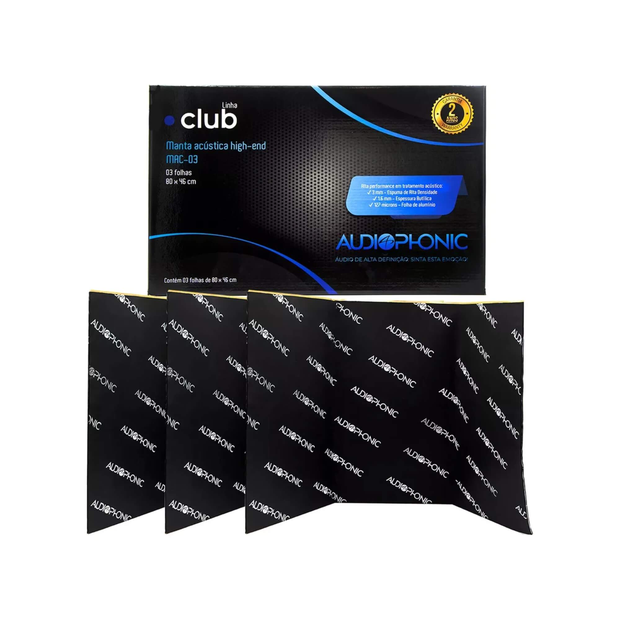 Manta Acústica Automotiva 80x46mm 3 Folhas Mac-03 Audiophonic - 01681