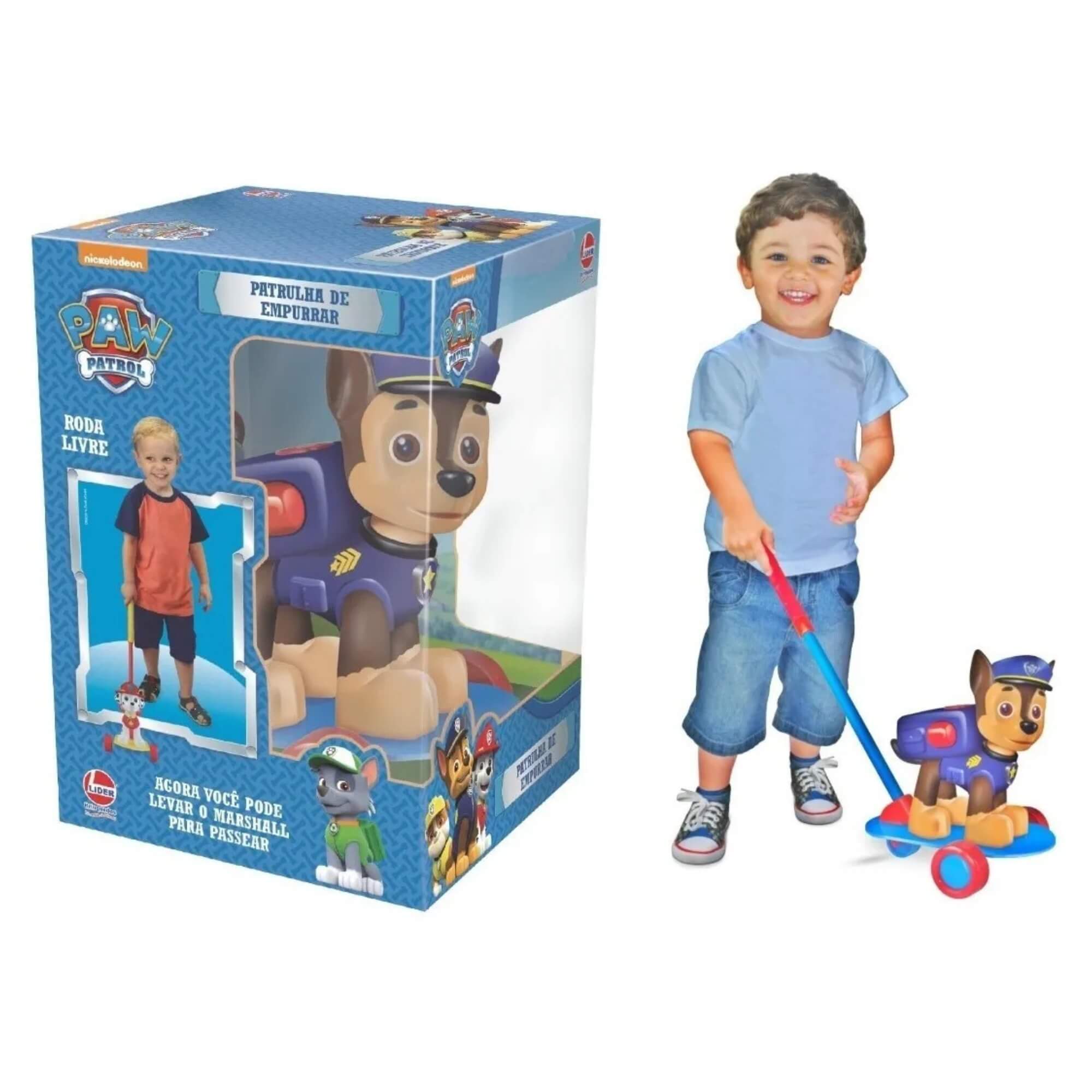 COMP Kit Patrulha Canina - Carrinho de Empurrar c/ Haste Chase e Marshall
