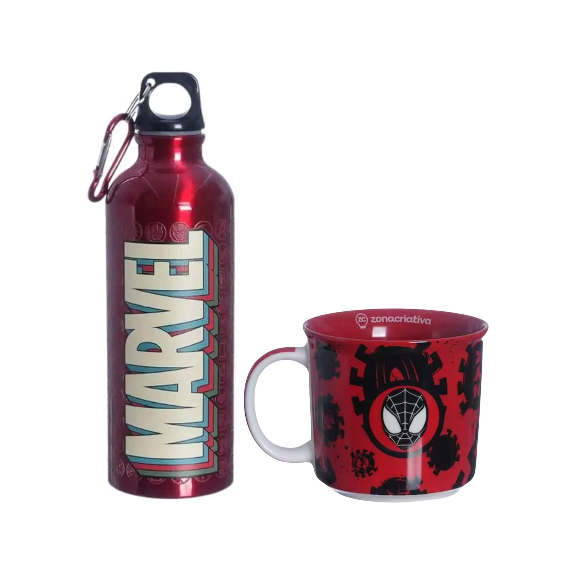 COMP Kit Garrafa de Alumínio Marvel + Caneca Homem Aranha