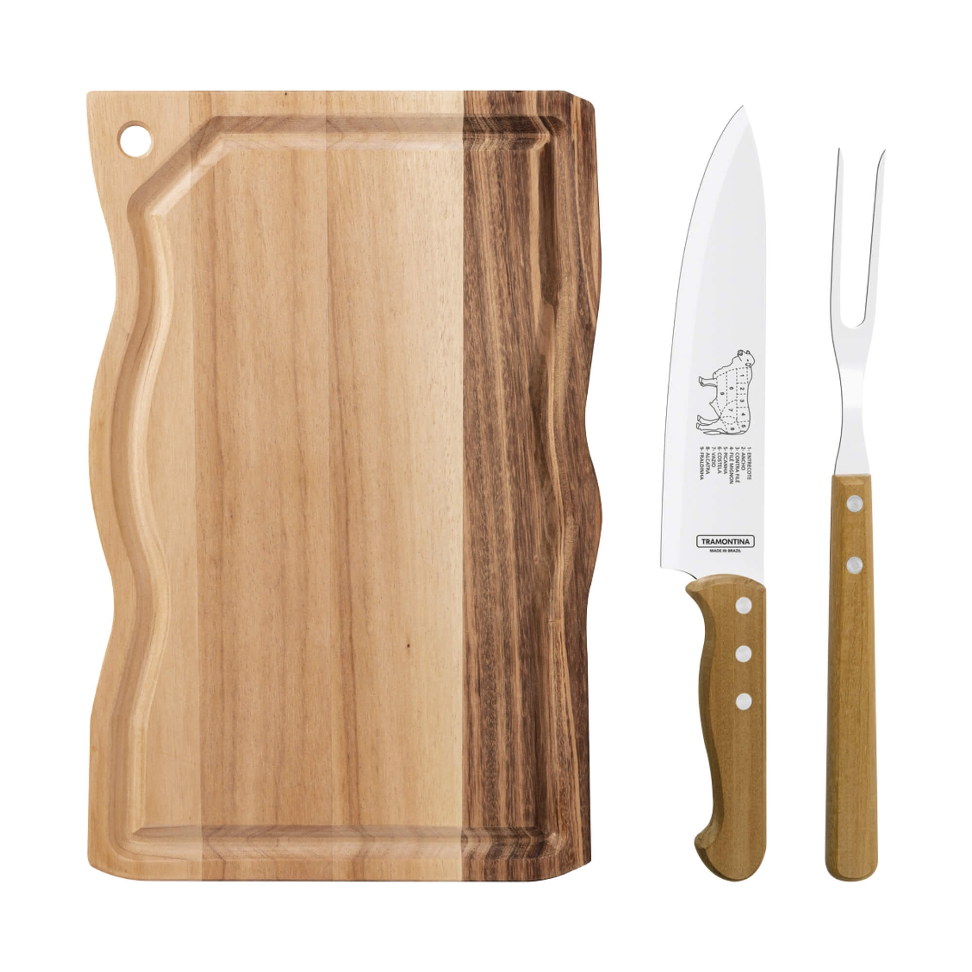 Kit para Churrasco Tramontina com Lâminas em Aço Inox e Madeira 3 Peças Tramontina -  22398001