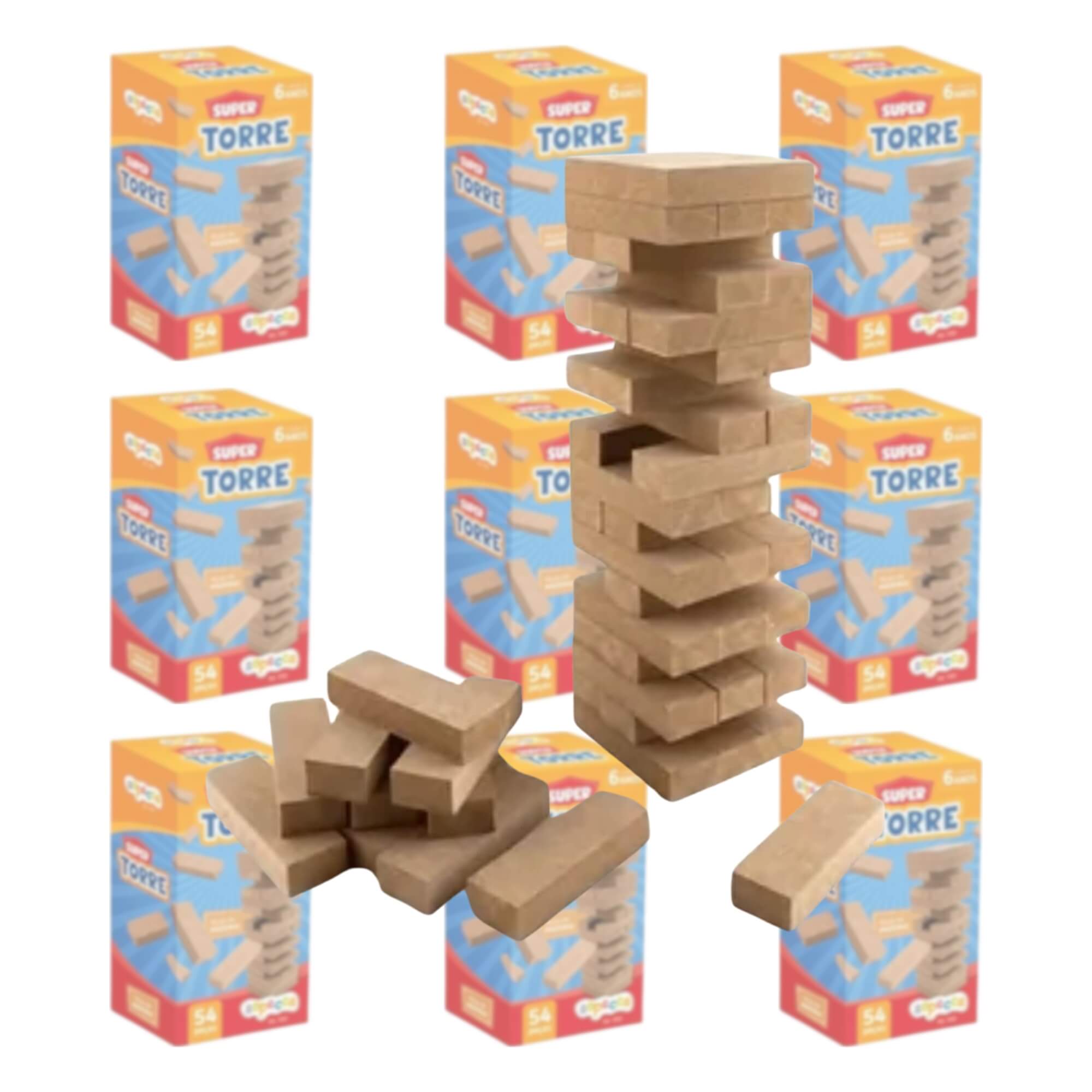 COMP Kit 10 Jogos Super Torre de Equilíbrio 54 peças Grande Sopecca