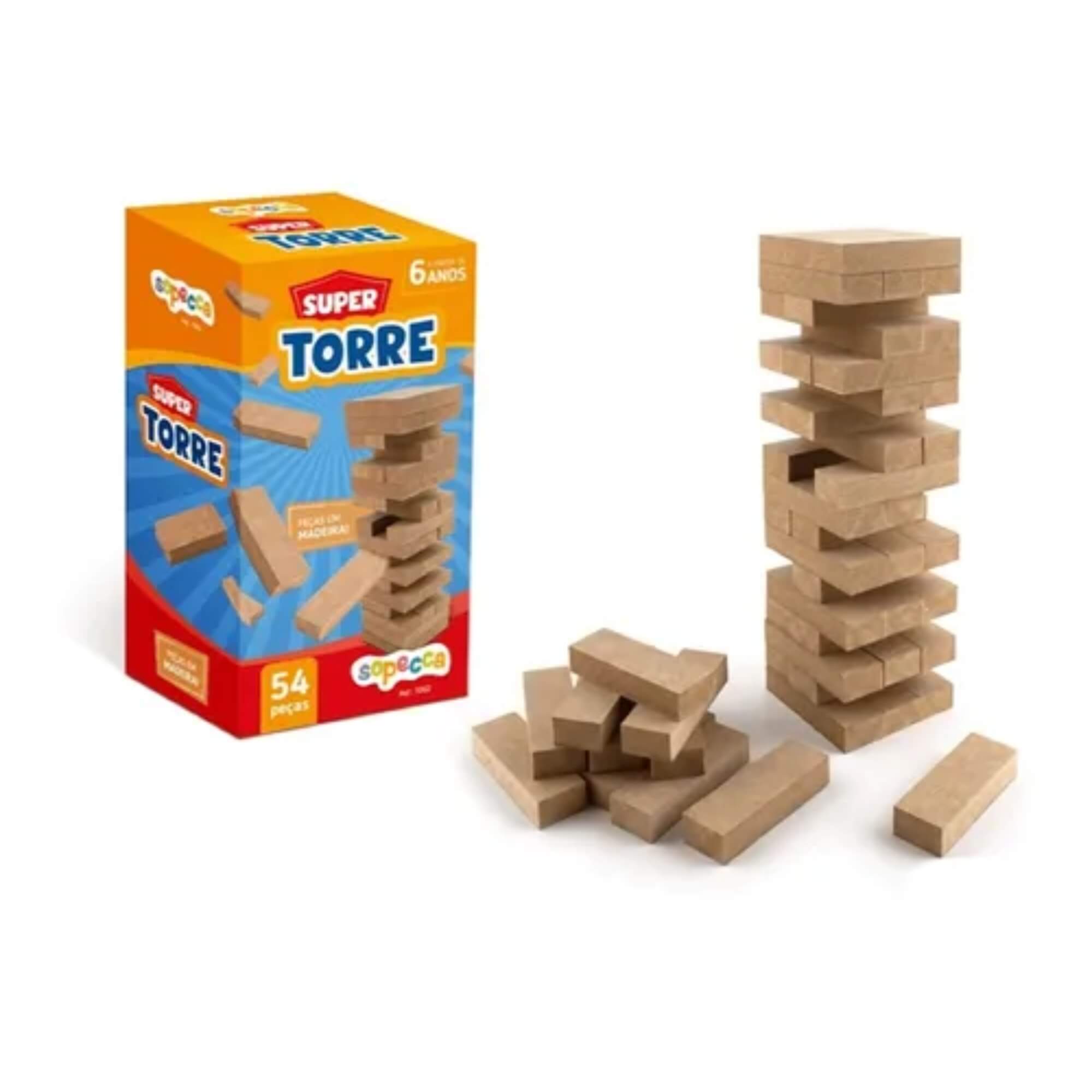 COMP Kit 10 Jogos Super Torre de Equilíbrio 54 peças Grande Sopecca