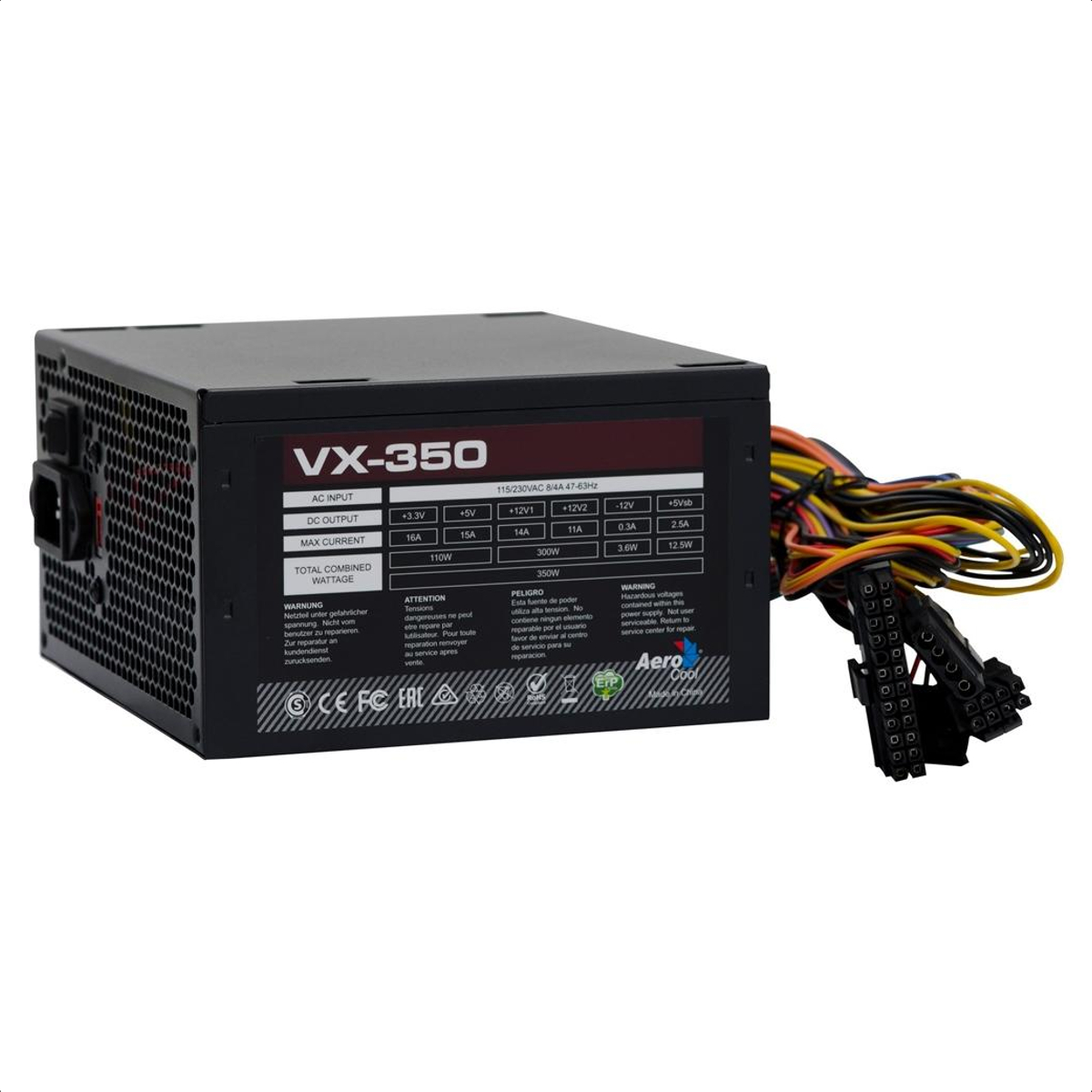 Fonte de Alimentação para PC ATX 350W Aerocool Sem Cabo VX-350 - EN57181