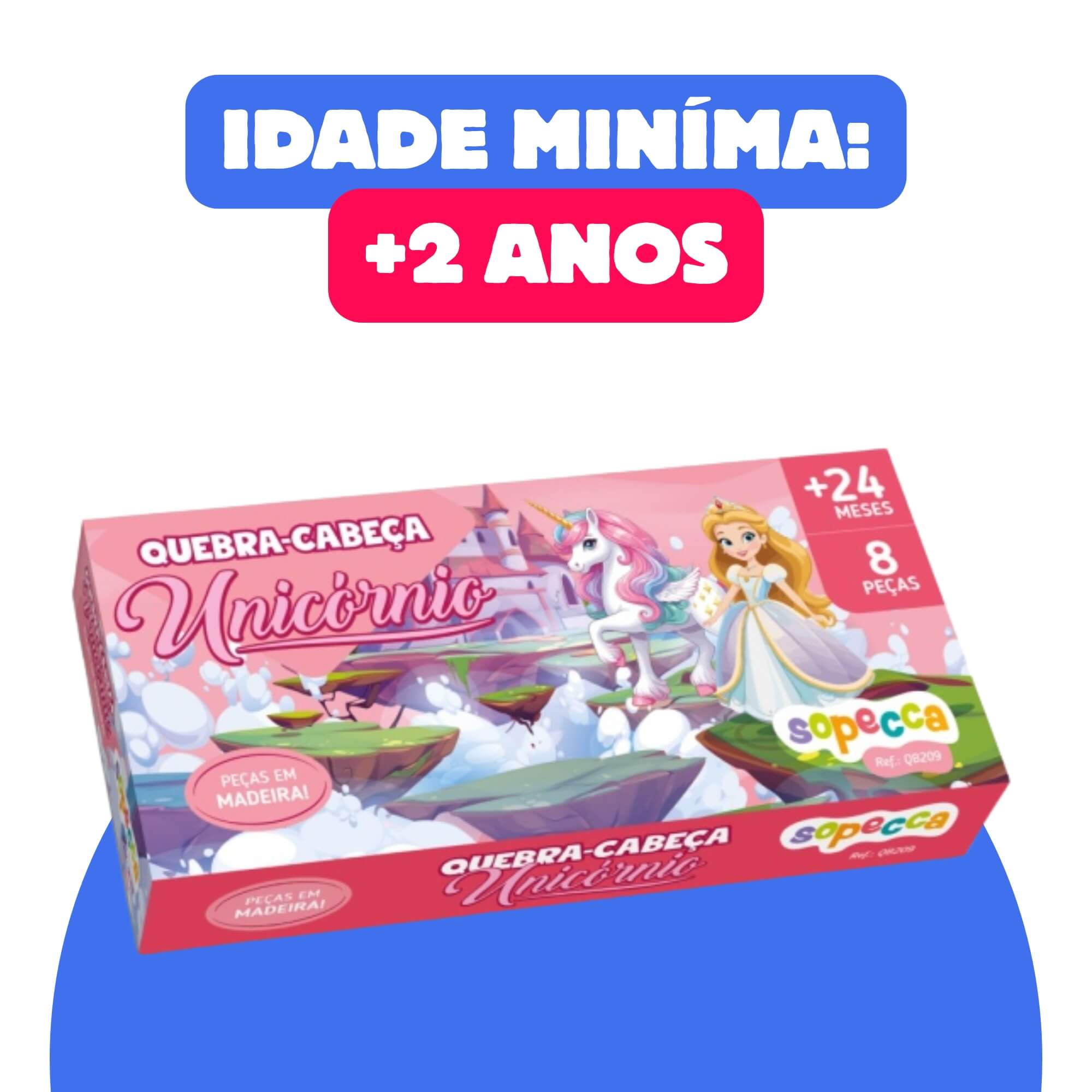 COMP Kit 5 Quebra-cabeça Infantil Unicórnio 8 peças de Madeira Sopecca