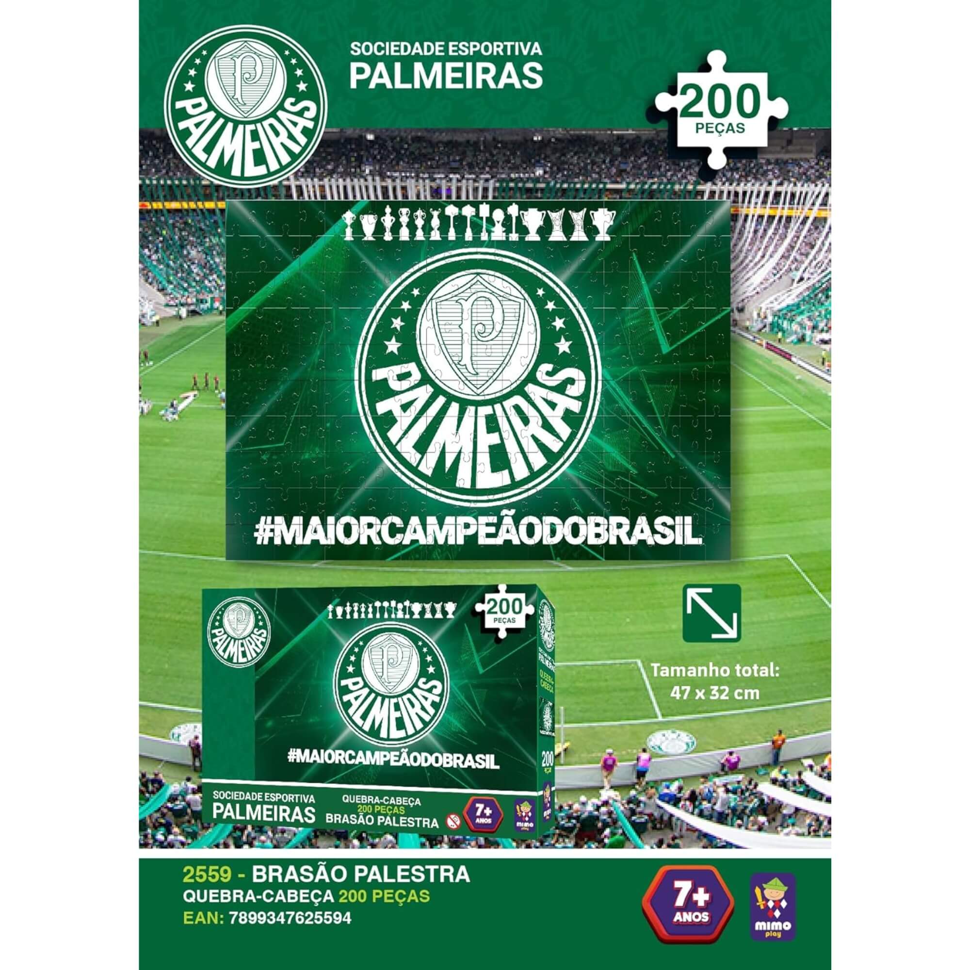 COMP Kit Palmeiras - Quebra-Cabeça 200 peças + Bola de Futebol Nº 5