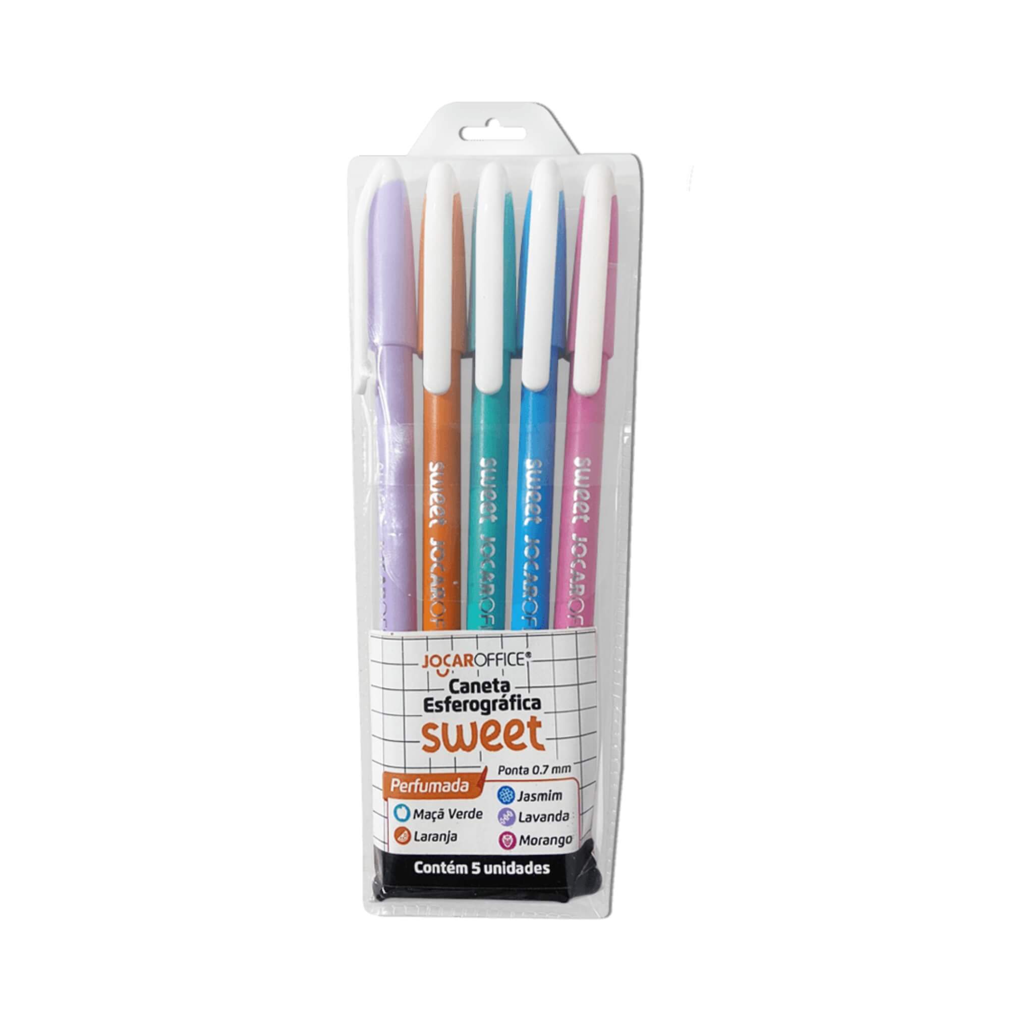Caneta Esferográfica Perfumada Sweet Ponta 0.7 (Estojo c/ 5 unidades) Jocar Office Leonora - 10297