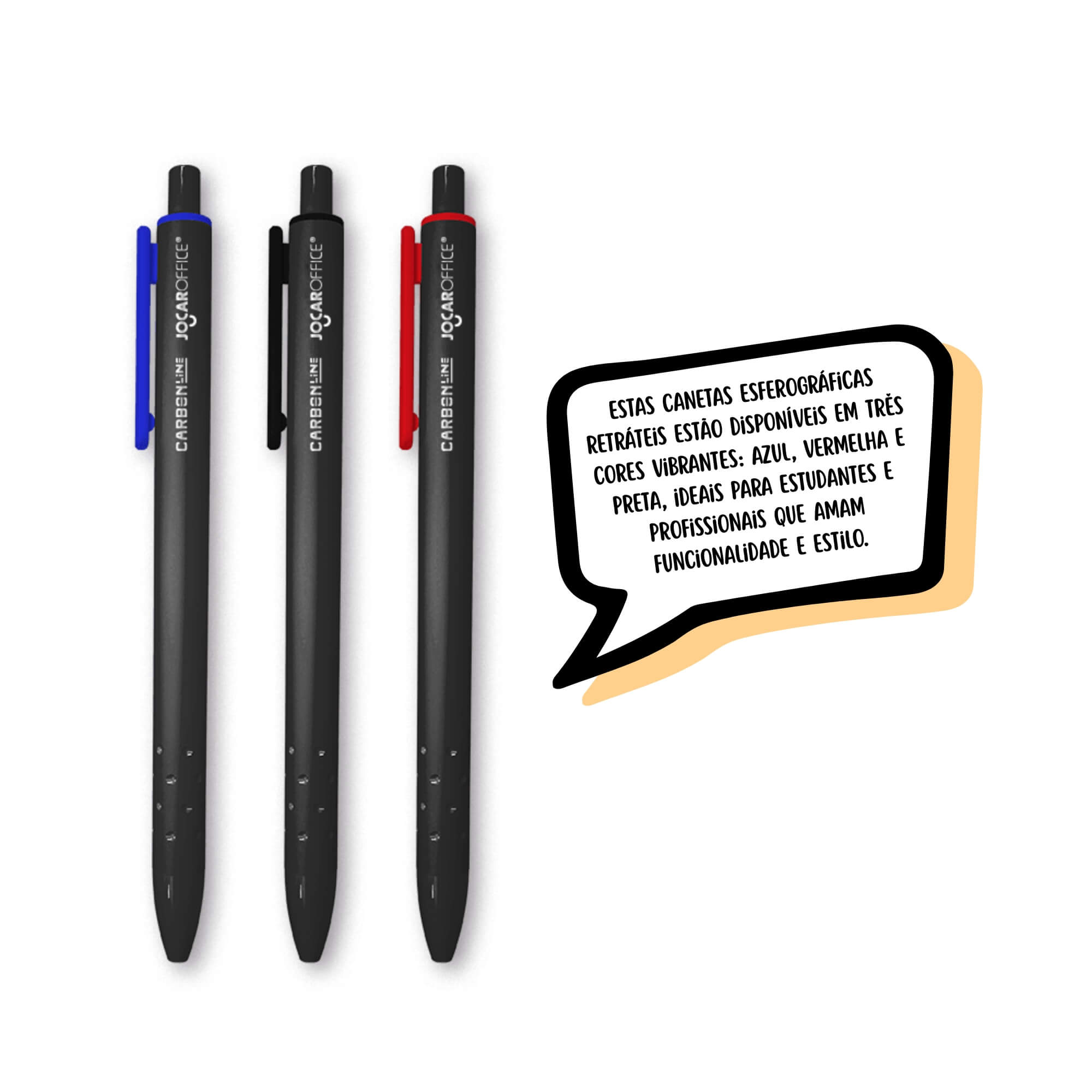 Caneta Esf. Retrátil Ponta 0.7 Carbon Line Azul/Vermelha/Preta (Pote 24 unidades) Leonora - 10300