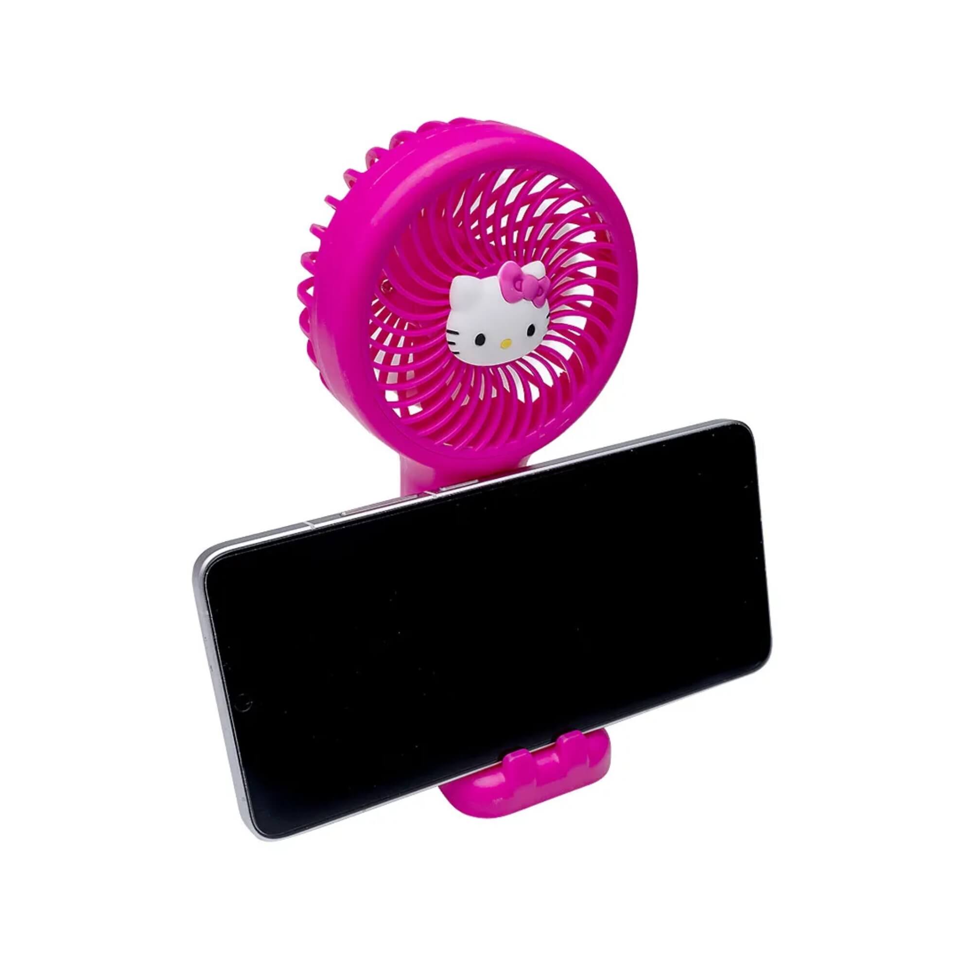 Mini Ventilador Hello Kitty c/ Suporte de Celular Letron Leonora - 10339