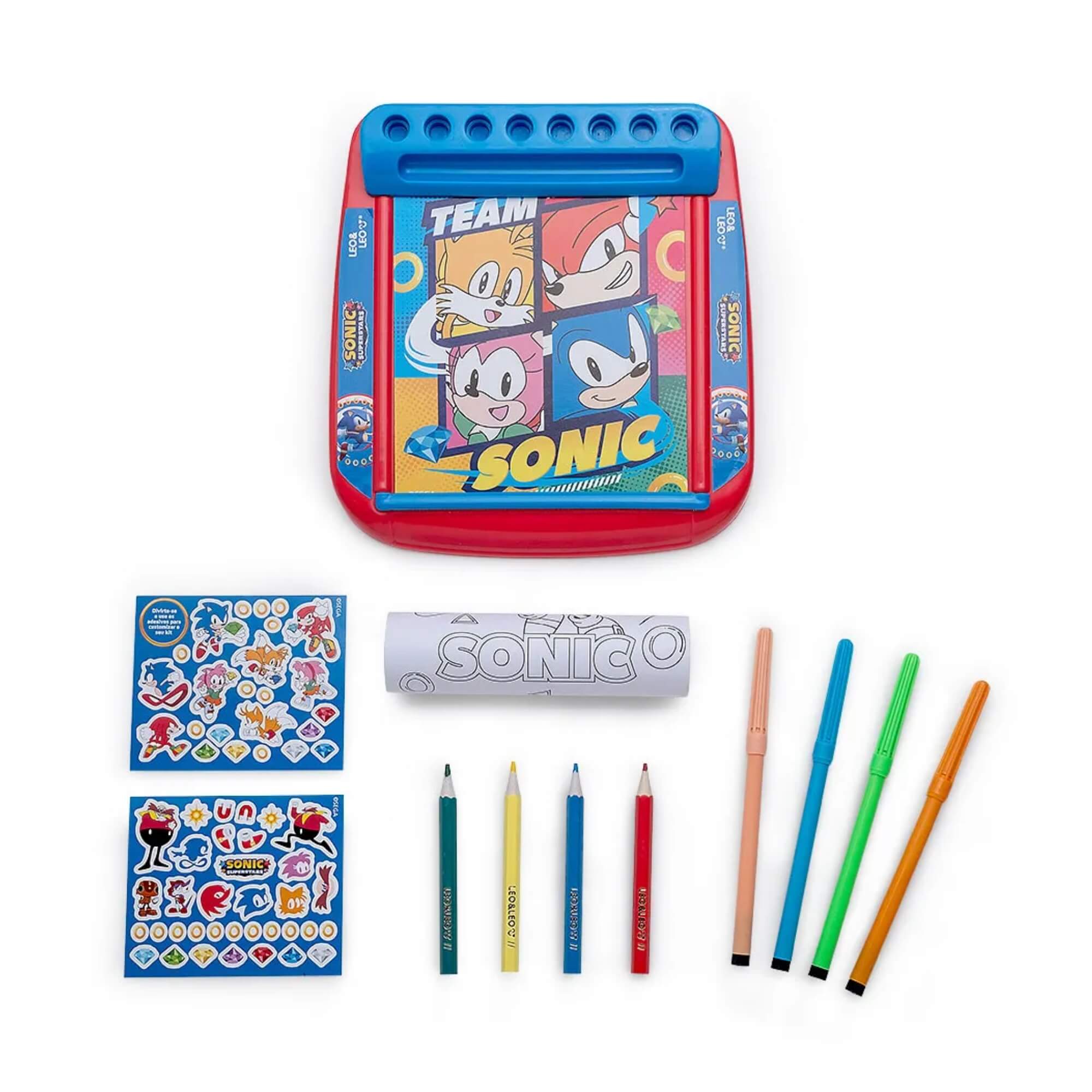 Meu Primeiro Kit de Pintura Sonic c/ Livro de Rolo + Suporte e Acessórios Leonora - 10369