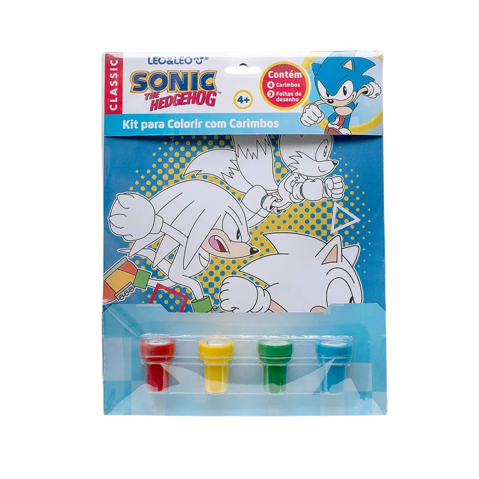 Kit para Colorir com Carimbos Sonic - Blister c/ 3 Desenhos + 4 Carimbos Leo&Leo Leonora - 10399