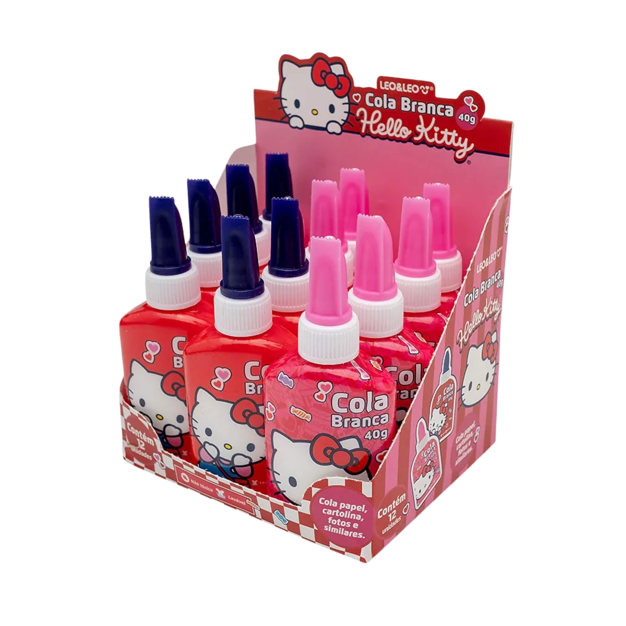 Cola Branca Escolar Líquida Hello Kitty 40g (Display c/ 12 unidades) Leonora - 10494