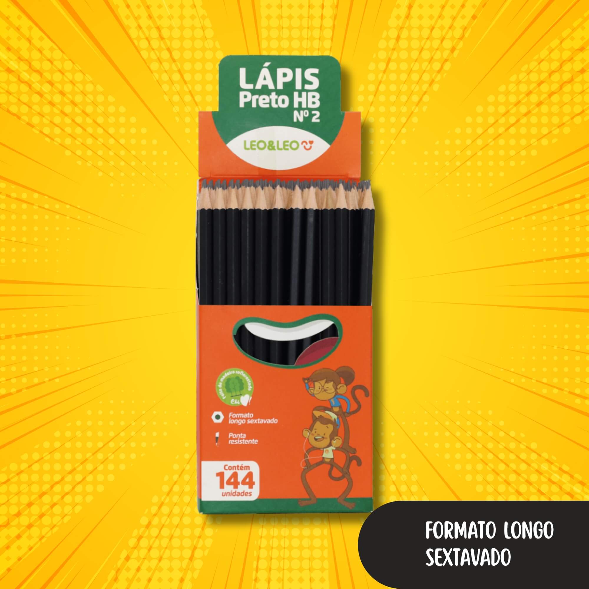Lápis Grafite HB Madeira Sextavado Caixa c/ 144 unidades Leo&Leo Leonora - 4131