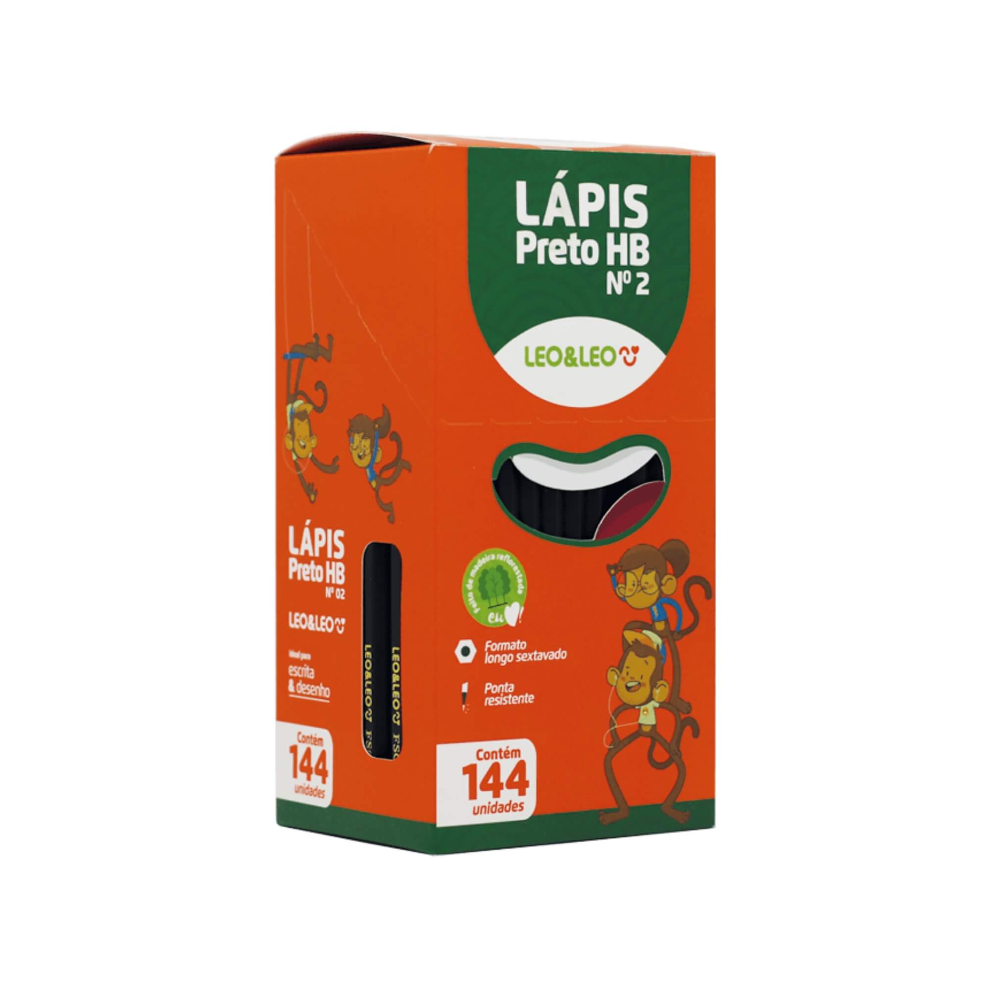 Lápis Grafite HB Madeira Sextavado Caixa c/ 144 unidades Leo&Leo Leonora - 4131