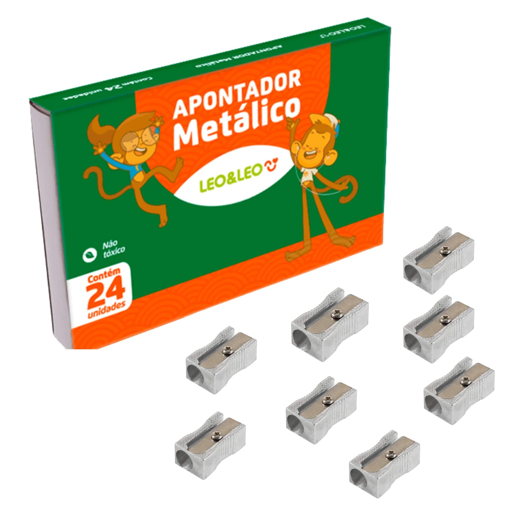 Caixa com 24 unds de Apontador Metalico Simples Retangular Leo&Leo Leonora - 4209