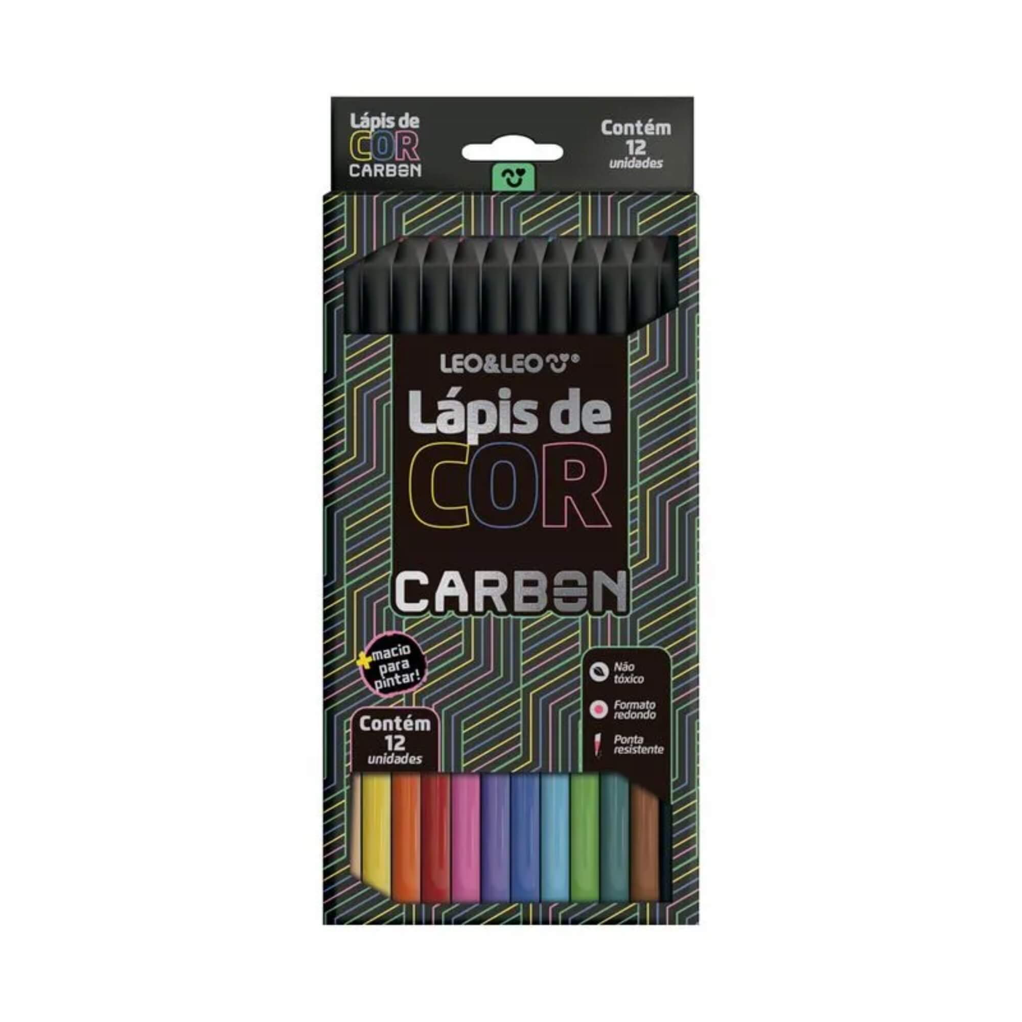 Caixa com Lápis De Cor Carbon 12 Cores Redondo Leo&Leo Leonora - 4430