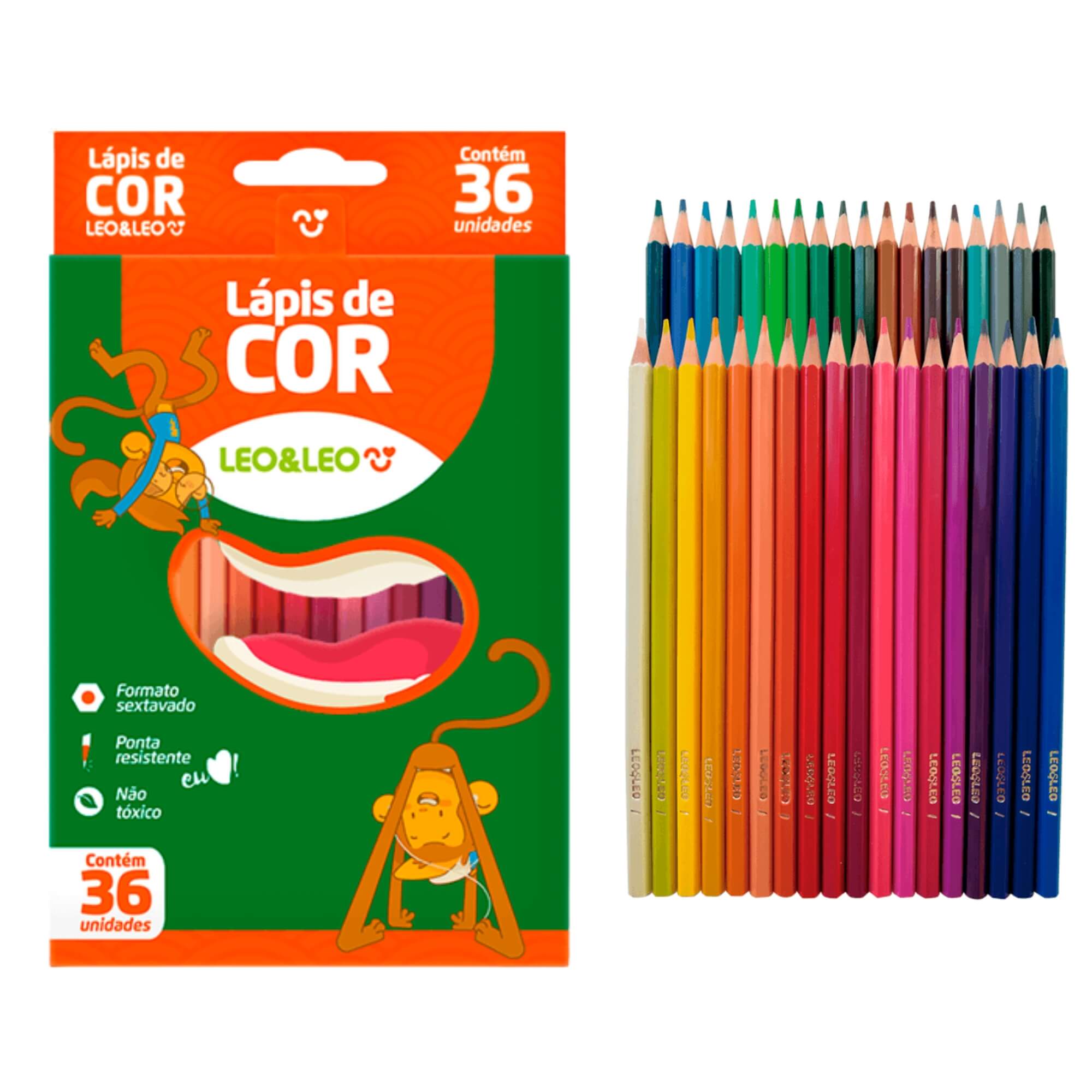 Caixa de Lápis 36 Cores Sextavado Flex Leo&Leo Leonora - 4482