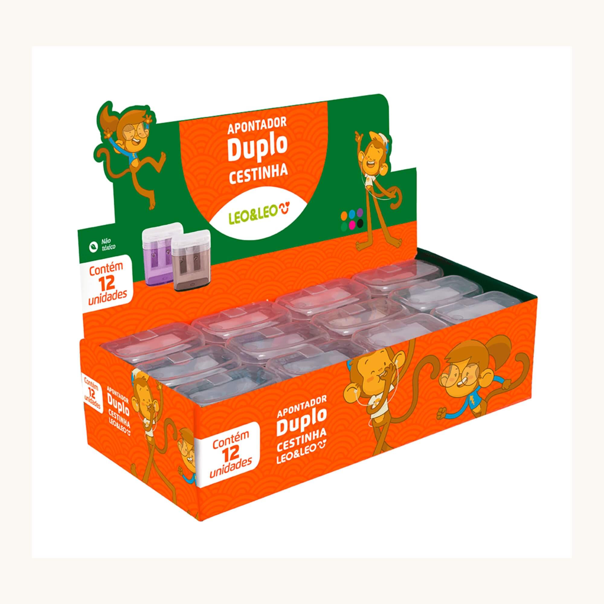 Apontador Duplo Cestinha c/ Depósito (Caixa c/ 12 unidades) Leo&Leo Leonora - 4568