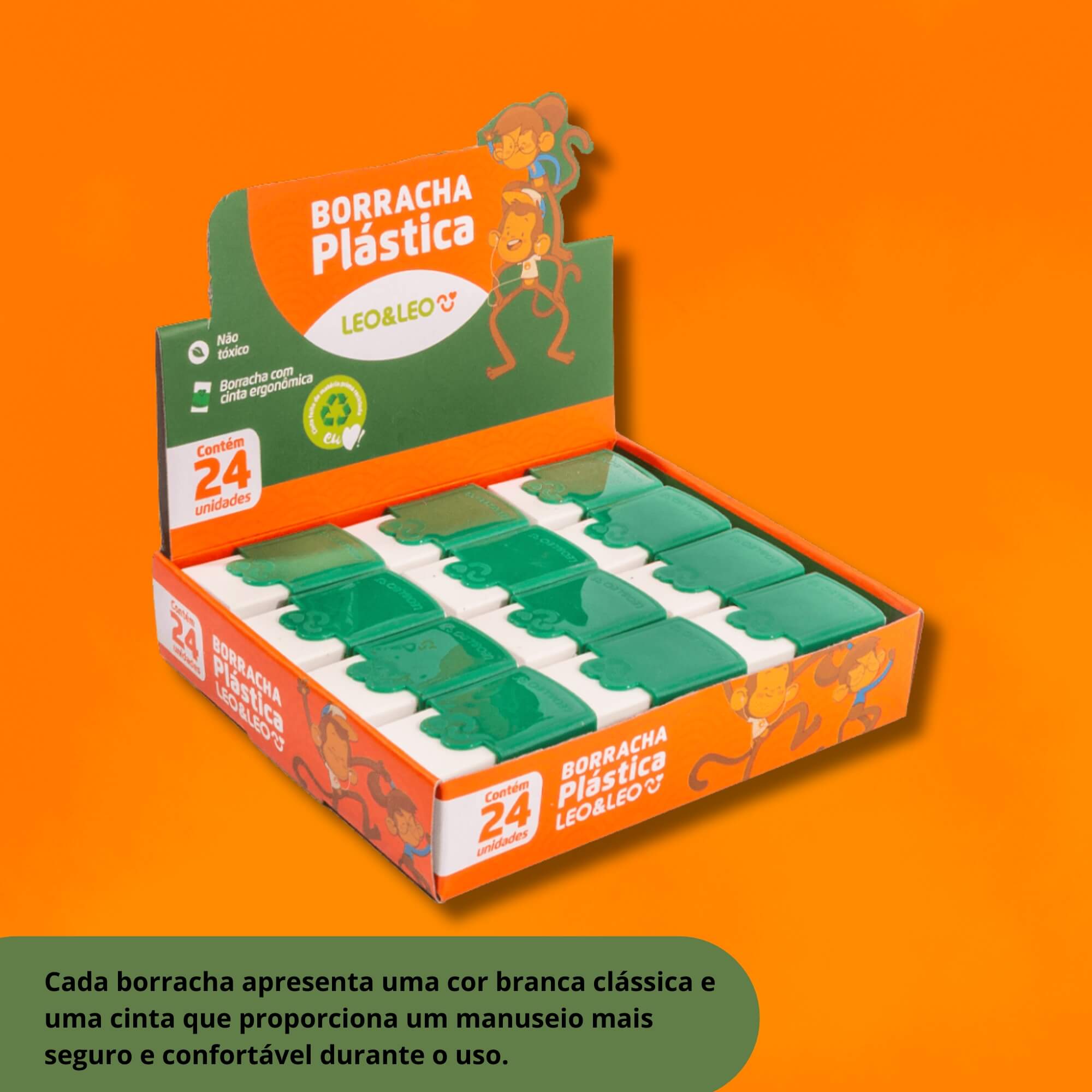 Borracha Branca Plástica c/ Cinta (Caixa c/ 24 unidades) Leo&Leo Leonora - 4584