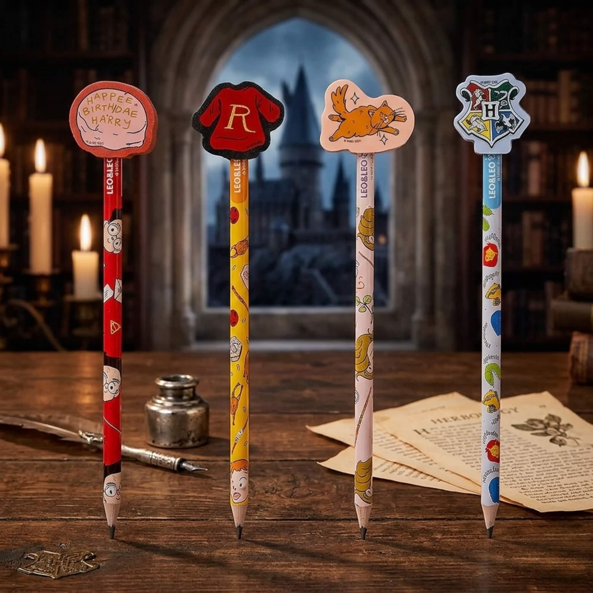Lápis Hb com Borracha ca Ponta Harry Potter Pote c/ 30 Unidades Leo&Leo Leonora - 71628