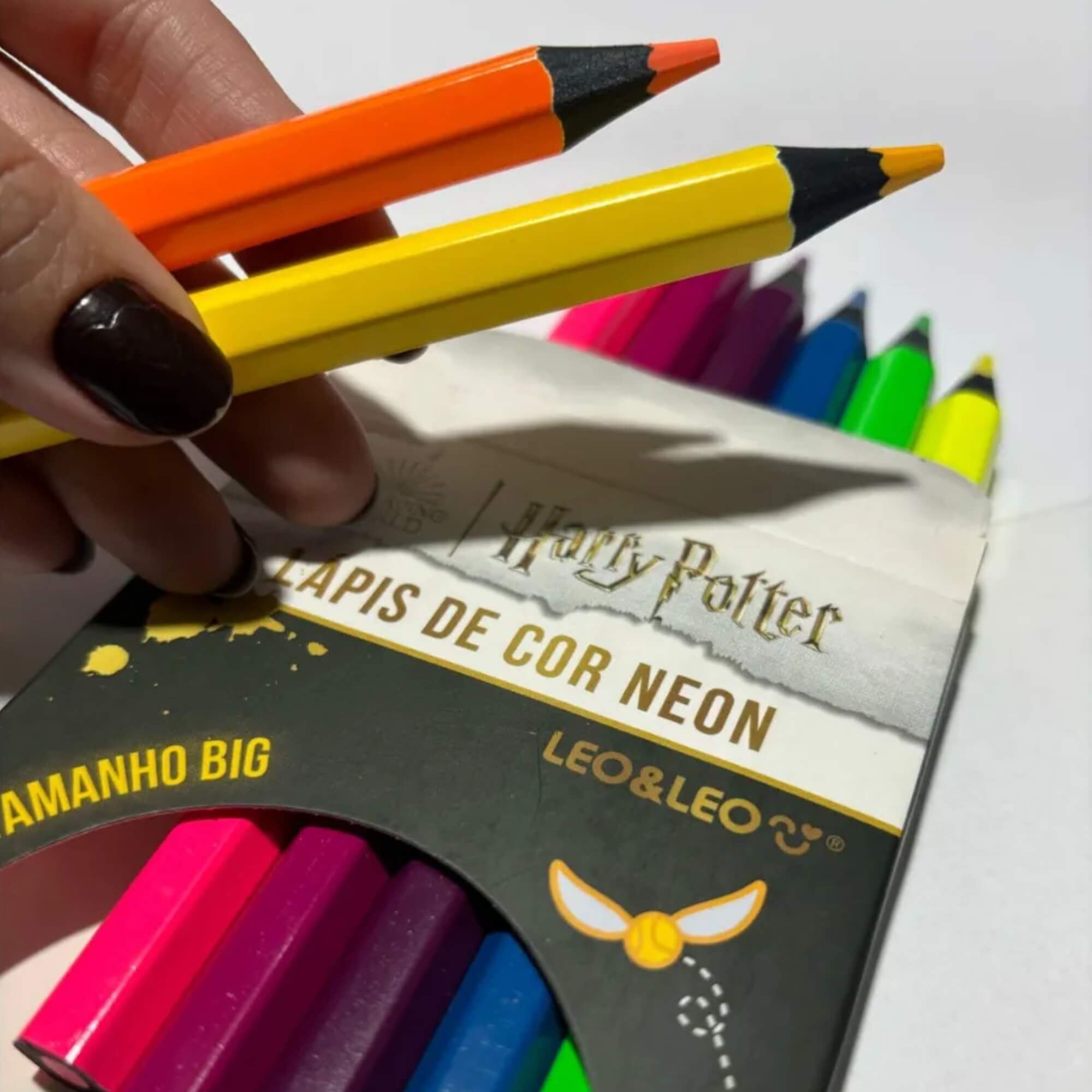 Lápis de Cor Big Neon Harry Potter 8 Cores Sextavado Leo&Leo Leonora - 72122