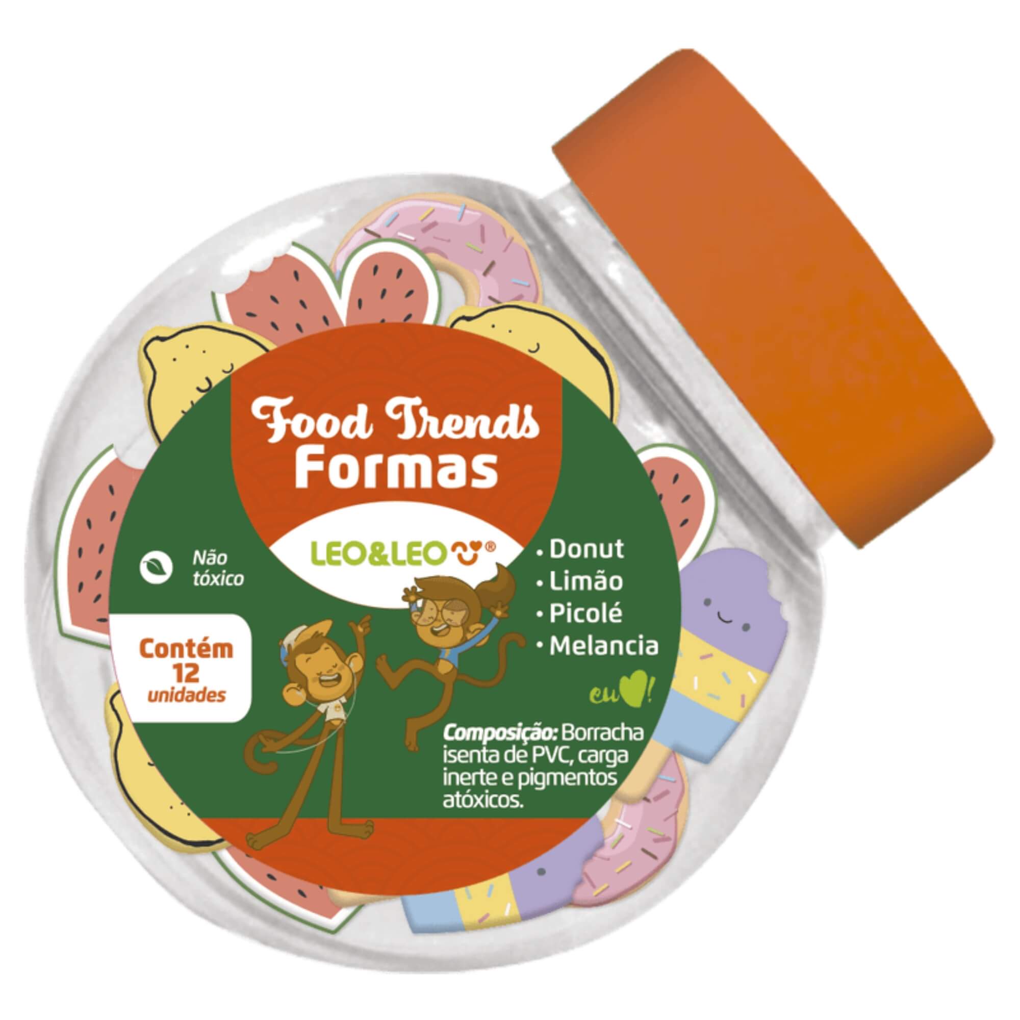 Pote com 12 unidades de Borracha Food Trends Formas Leo&Leo Leonora - 72206