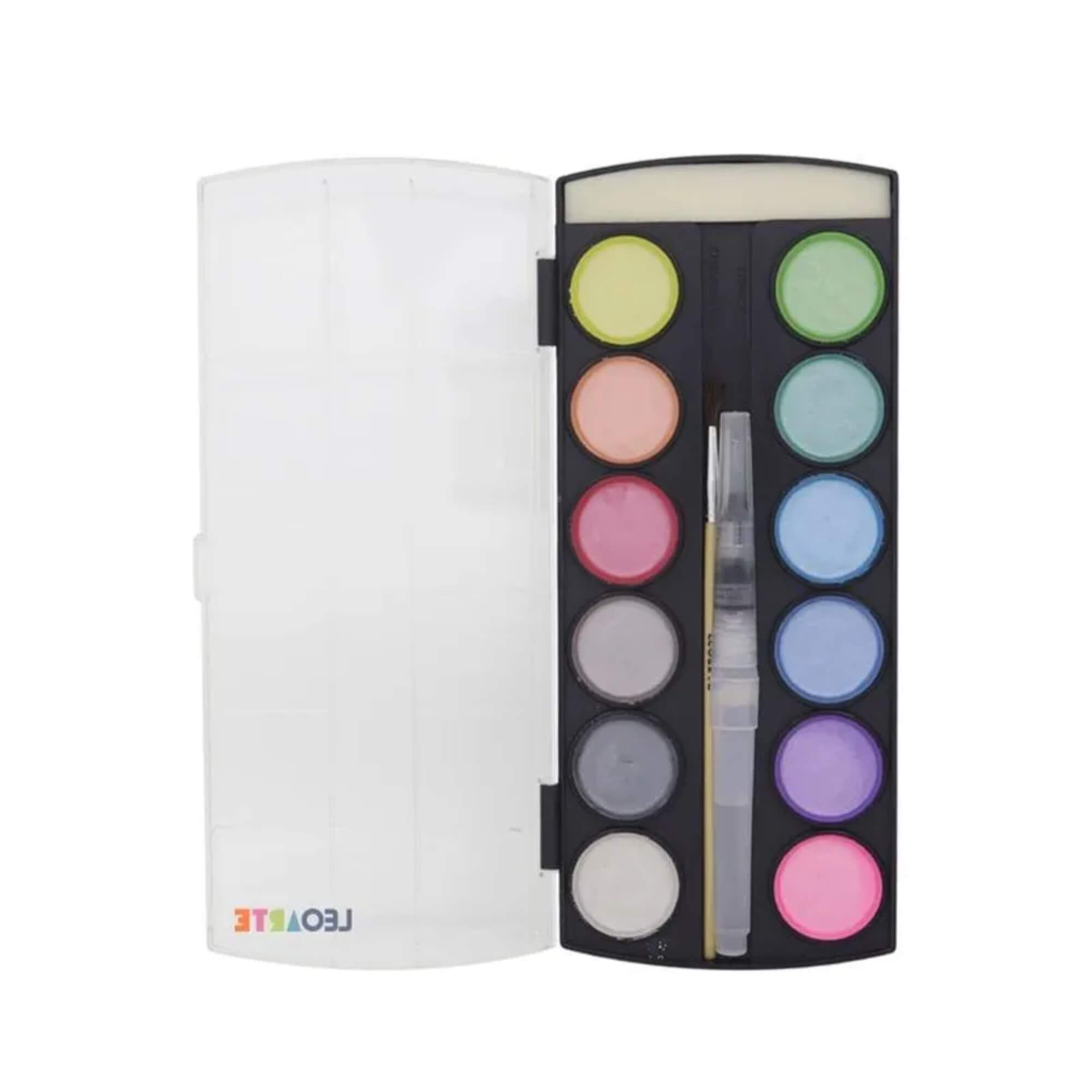 Aquarela 12 Cores Metalicas Estojo Leoarte Leonora - 72305