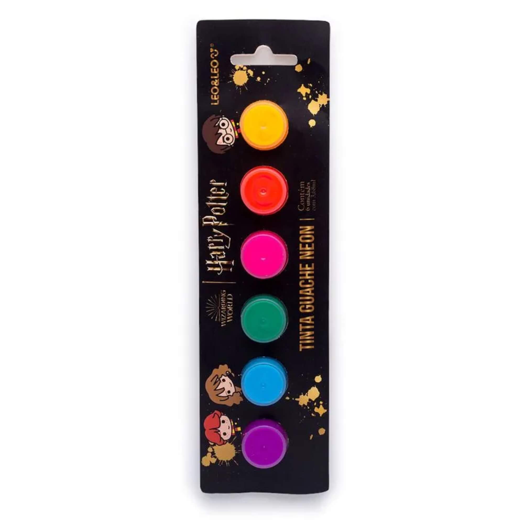 Caixa Blister com 6 Cores de Guache Neon Harry Potter 3,8Ml Por Pote Leo&Leo Leonora - 72408