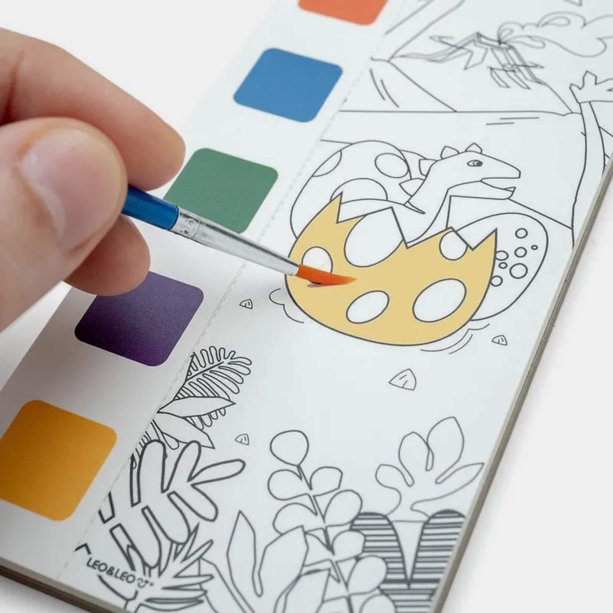 Bloco de Colorir com Aquarela + Pincel Dino Leo&Leo Leonora - 91824