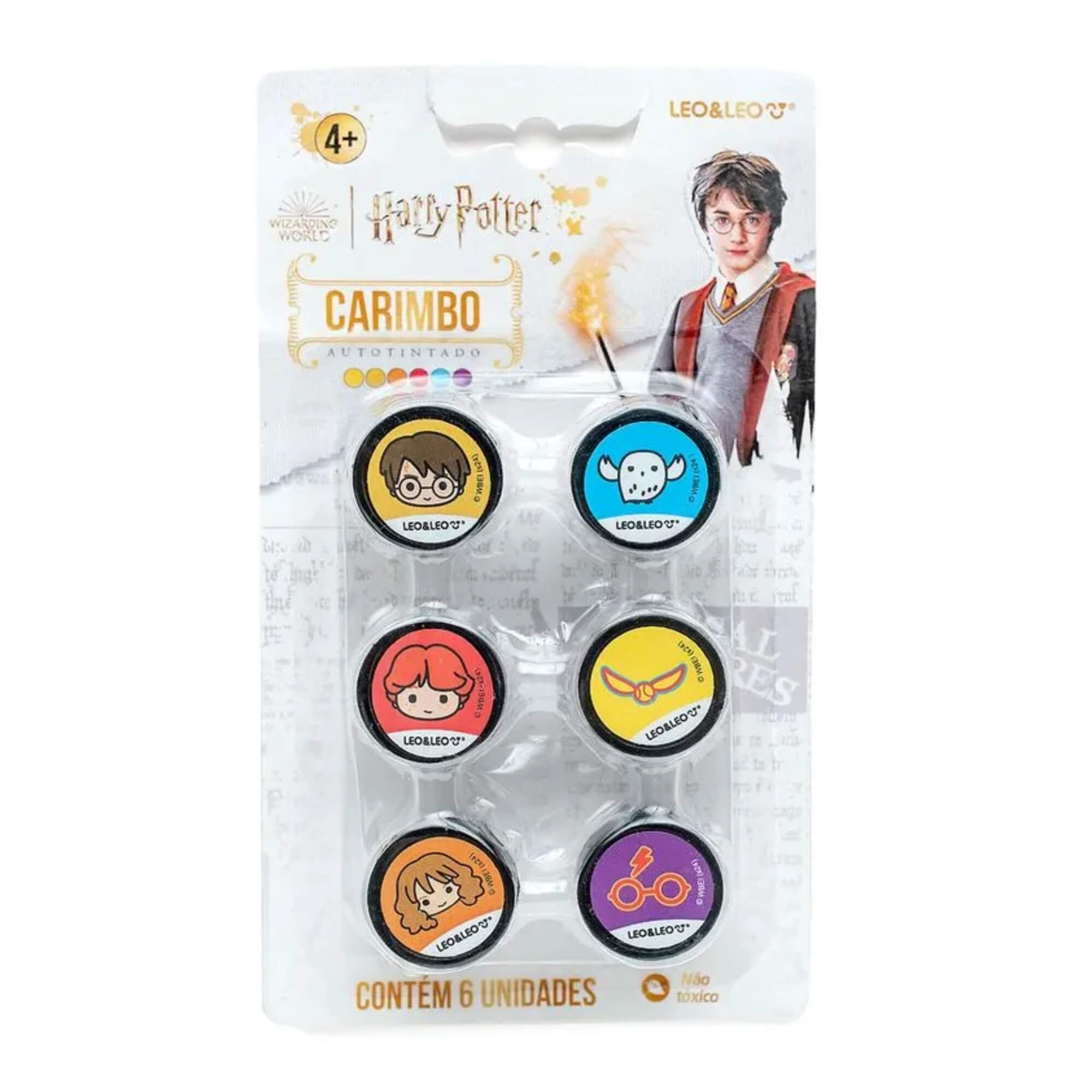 Carimbo Autotintado Decorado Harry Potter - Blister c/ 6 Und. Leo&Leo Leonora - 92099