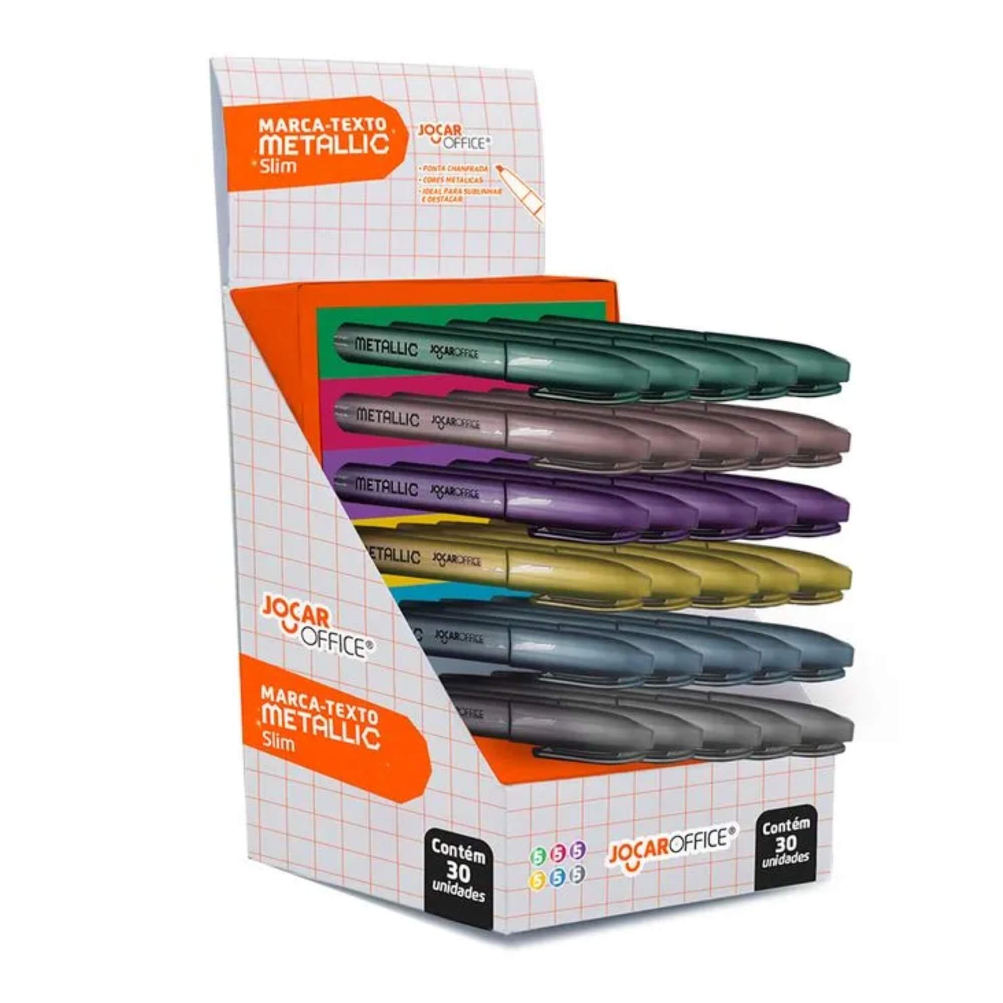 Marca-Texto Slim Metálico Display C/30 Und Jocar Office Leonora - 94108