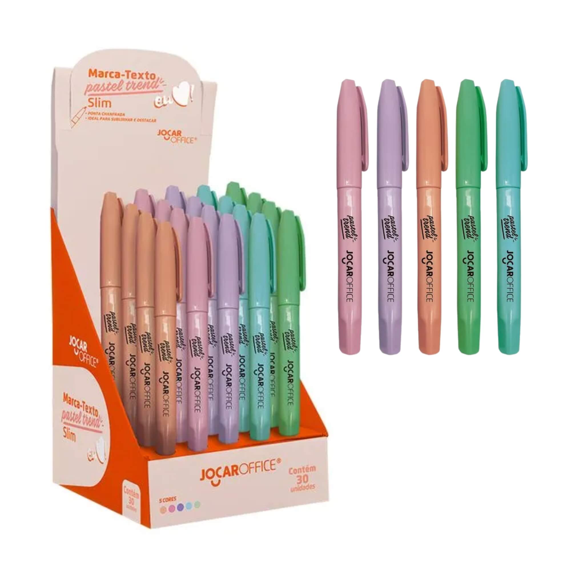 Marca-Texto Slim Pastel Display C/30 Und Jocar Office Leonora - 94109
