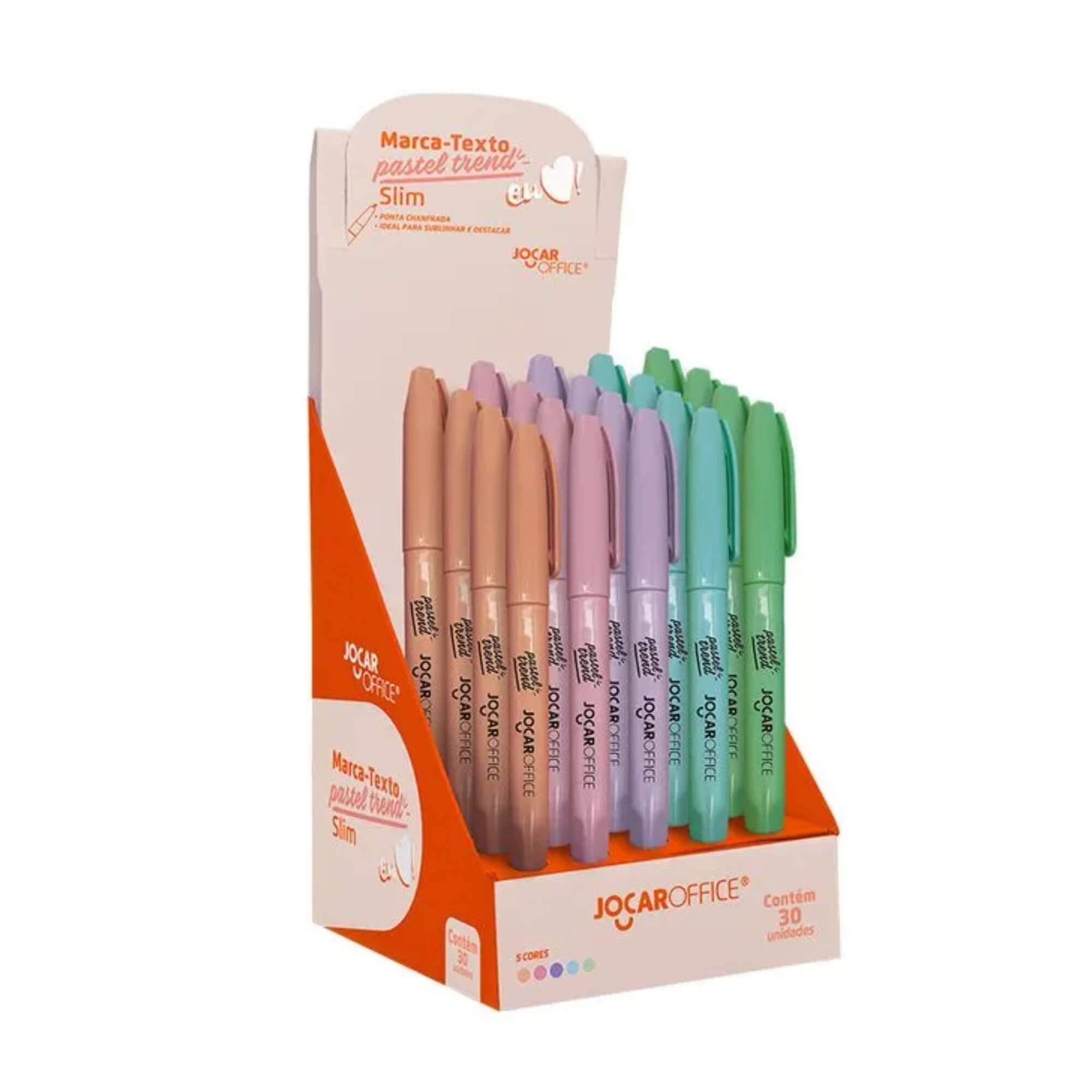 Marca-Texto Slim Pastel Display C/30 Und Jocar Office Leonora - 94109