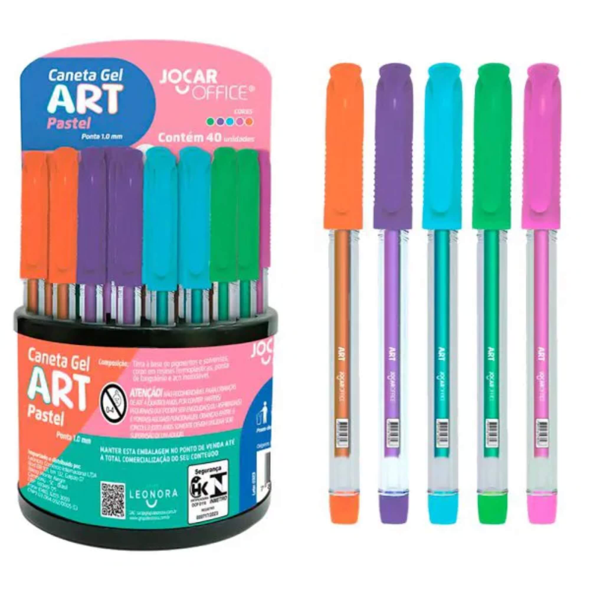 Caneta Gel Art 1.0 Pastel Dispenser C/ 40 Unid. Sortidas Jocar Office Leonora - 97928