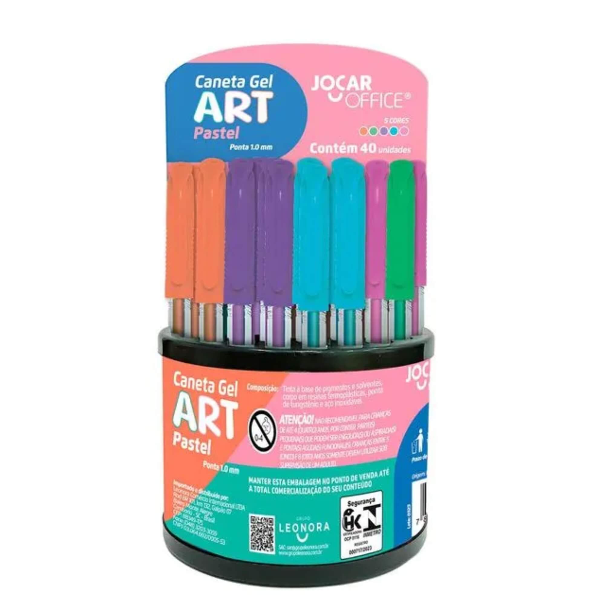 Caneta Gel Art 1.0 Pastel Dispenser C/ 40 Unid. Sortidas Jocar Office Leonora - 97928