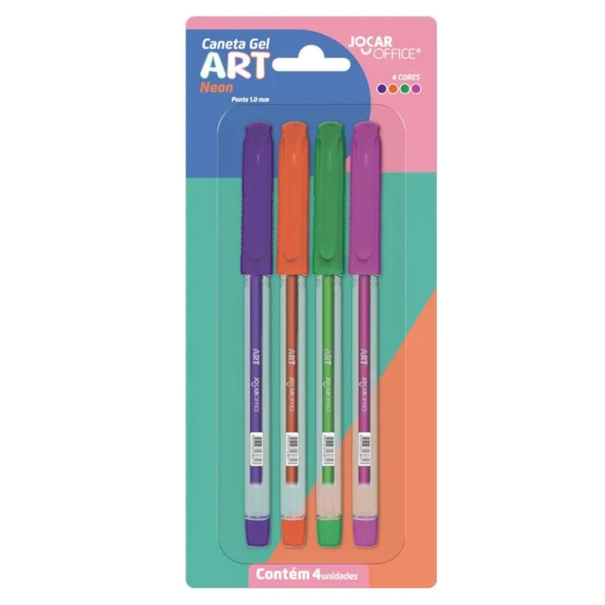 Caneta Gel Art 1.0 Neon Blister C/ 4 Unid. Jocar Office Leonora - 97931