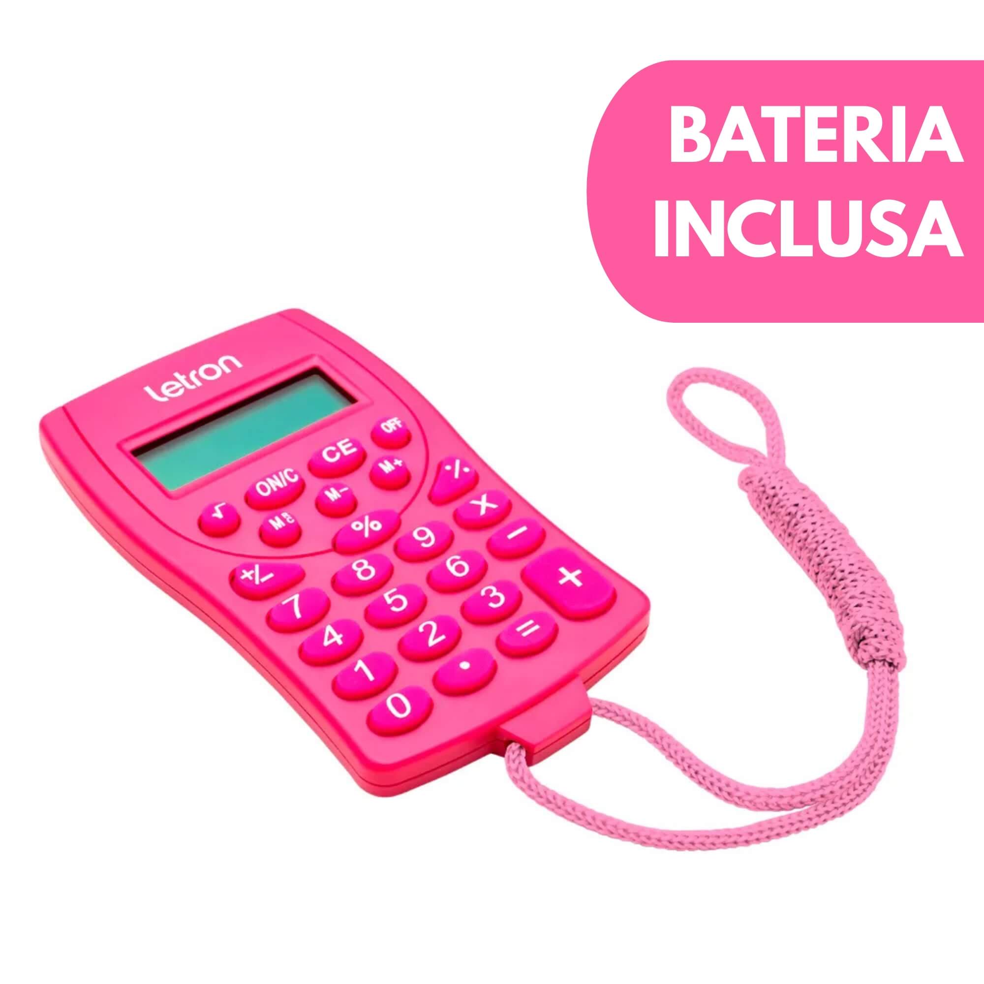 Calculadora 8 Dígitos com Cordão e Bateria Rosa Letron Leonora - 99330