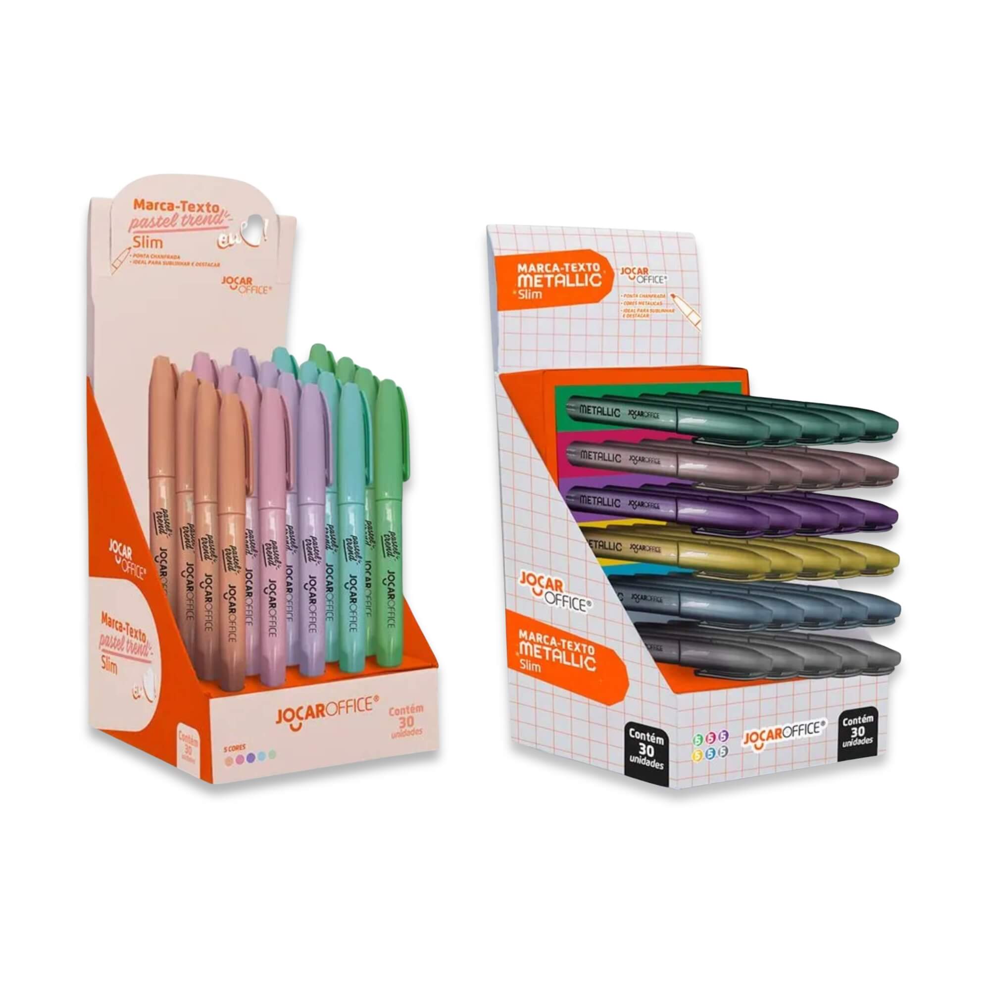 COMP Kit Marca-Texto Slim Pastel + Marca-Texto Slim Metálico